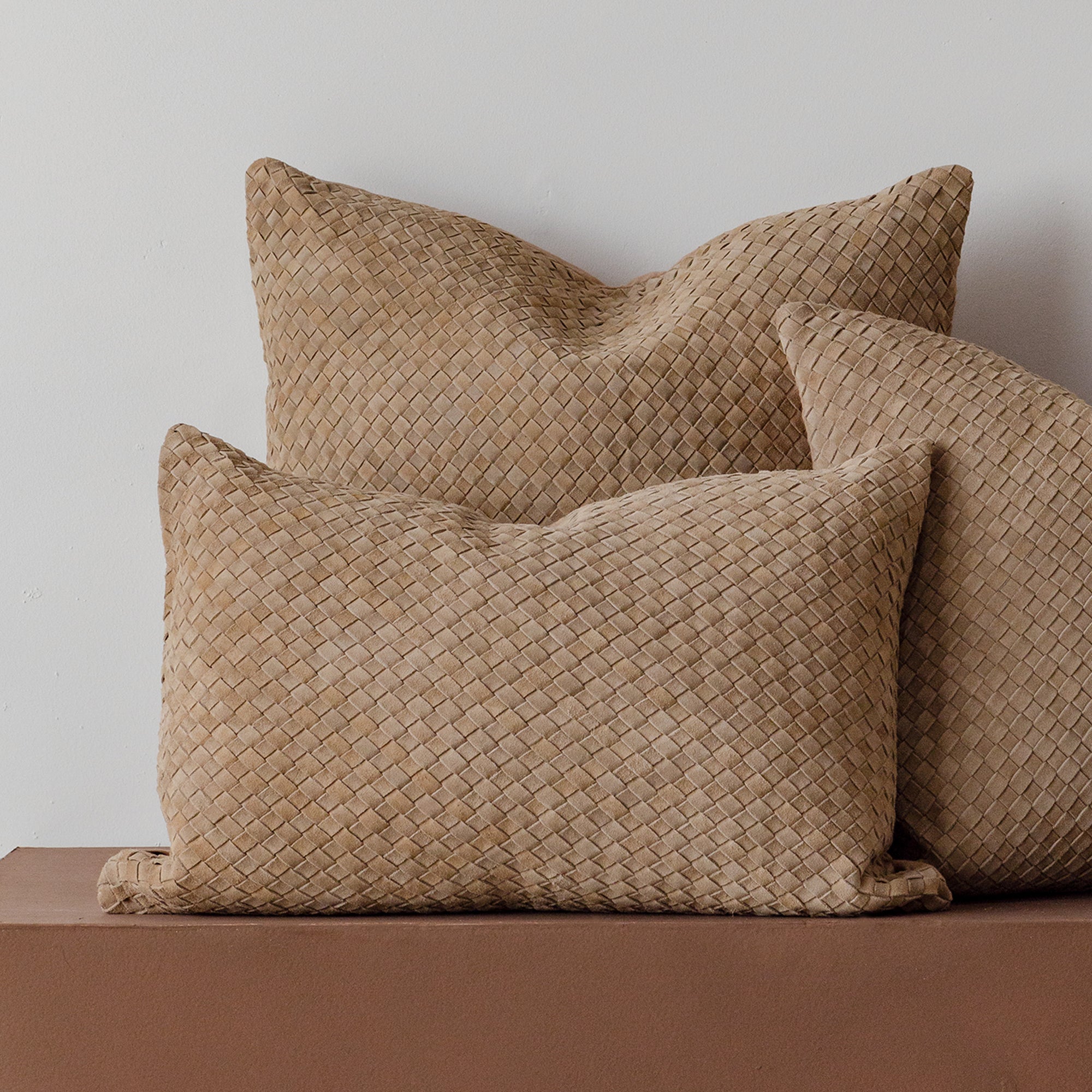 Austin Woven Suede Cushions in Taupe