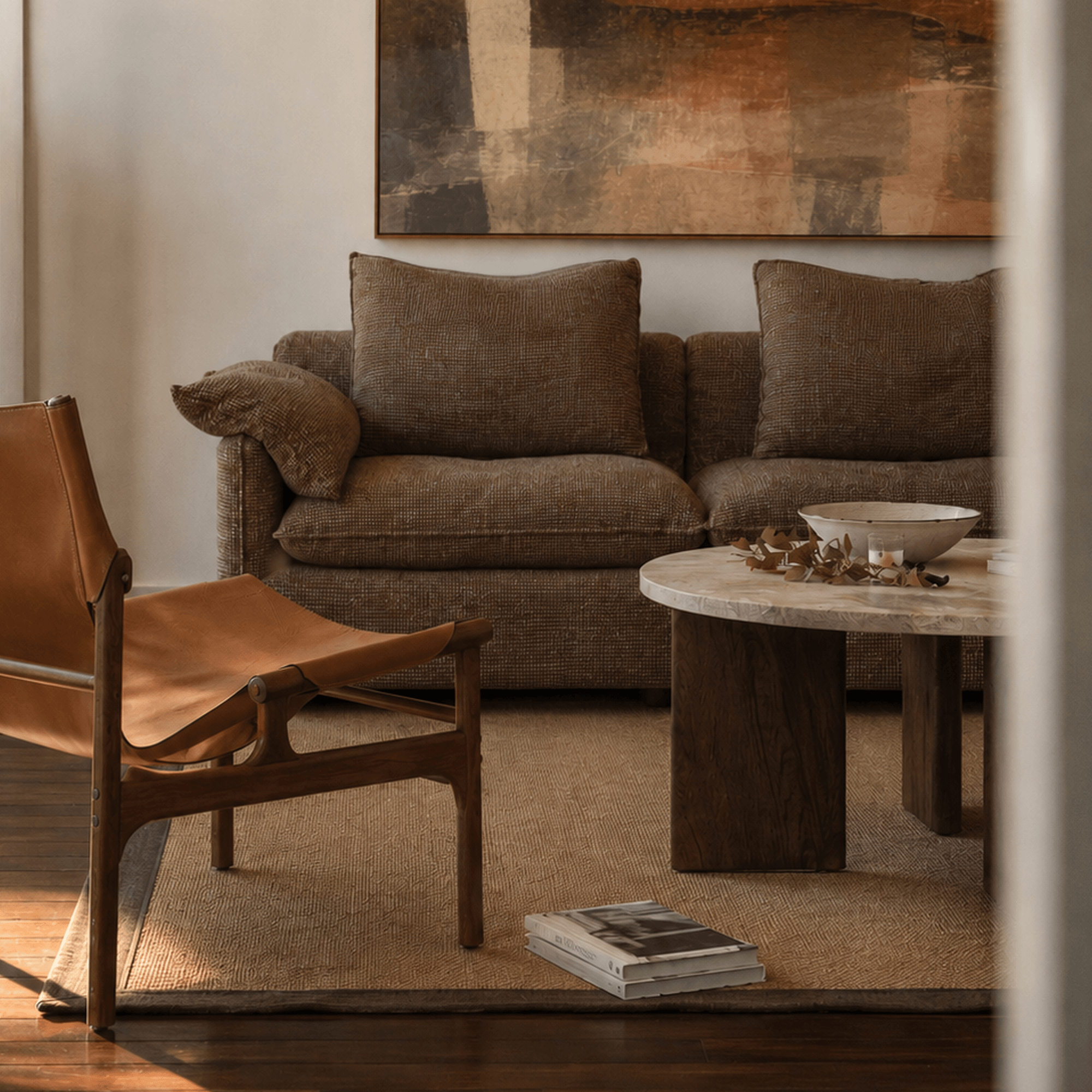 Kumo 4 Piece Modular Sofa (Ottoman) - Chocolate