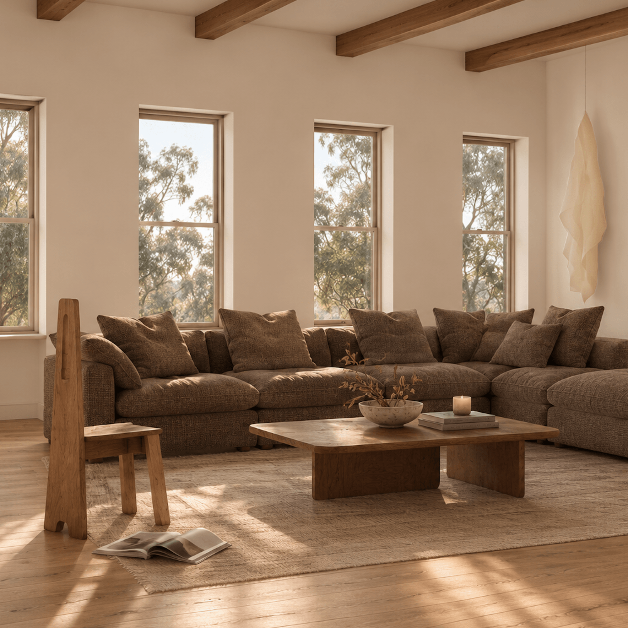 Kumo 4 Piece Modular Sofa (Ottoman) - Chocolate