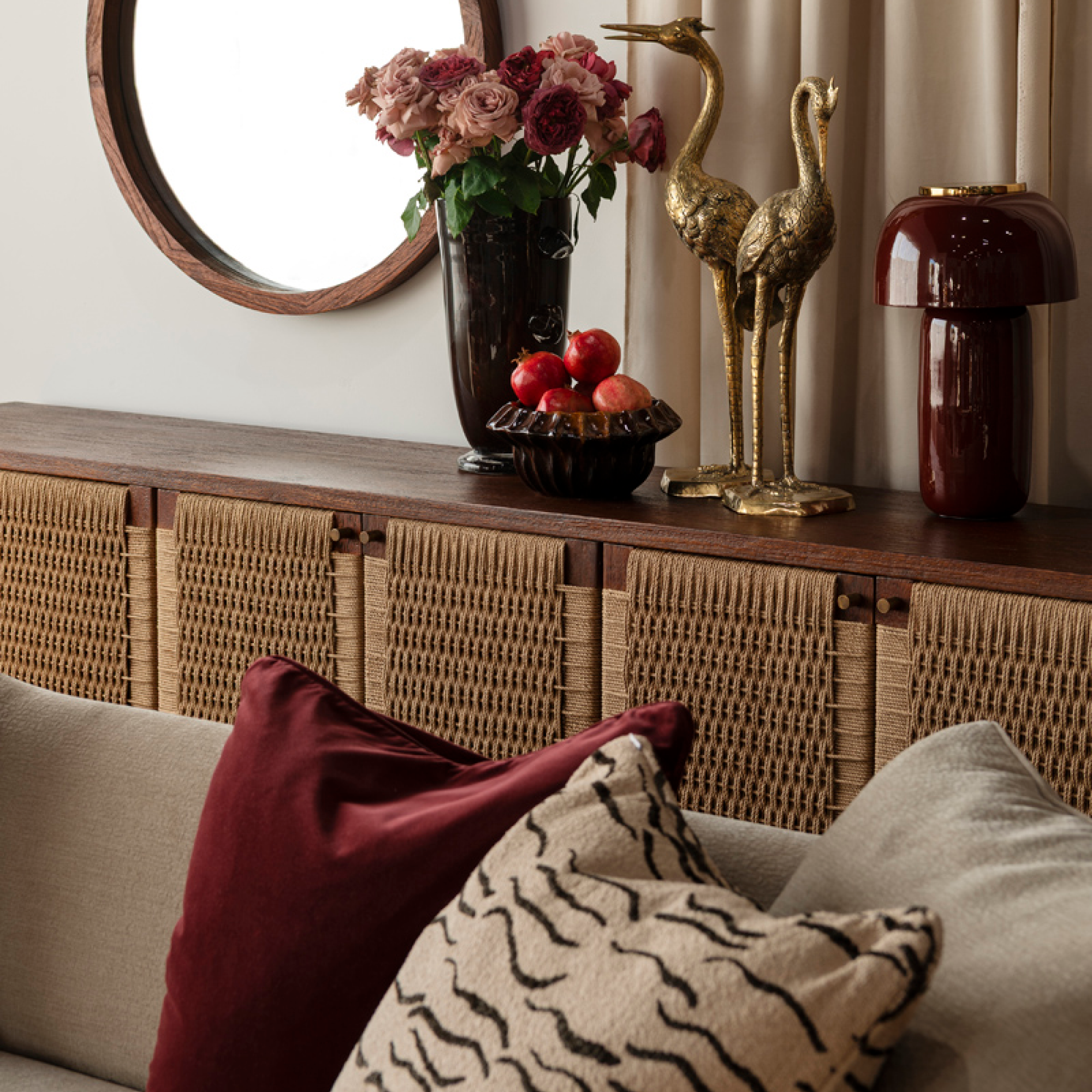 Empire Velvet Cushion - Burgundy