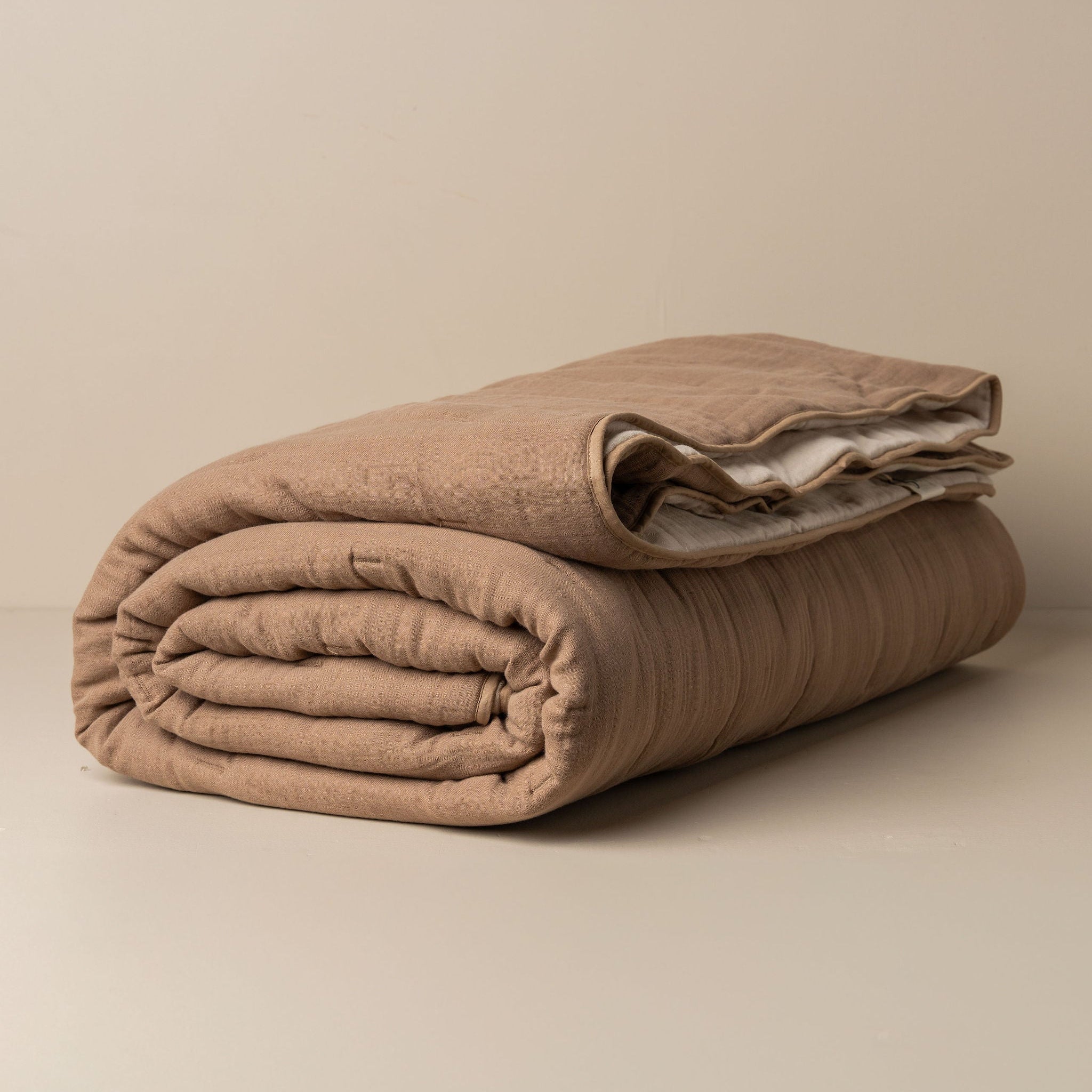 Quilted Bed Cover - Taupe