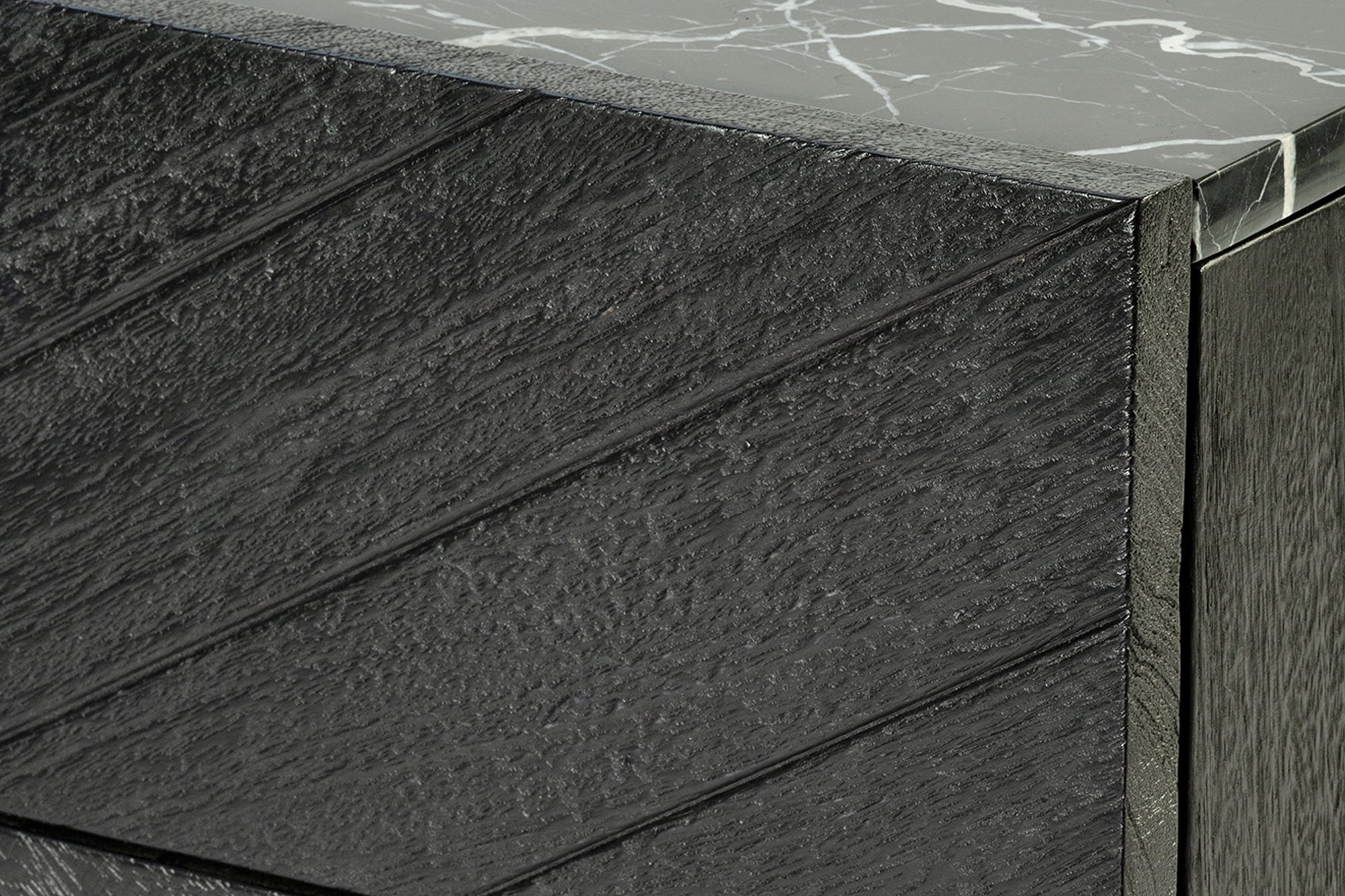 Sari Bedside with Studio Carving - Black/Black Marble