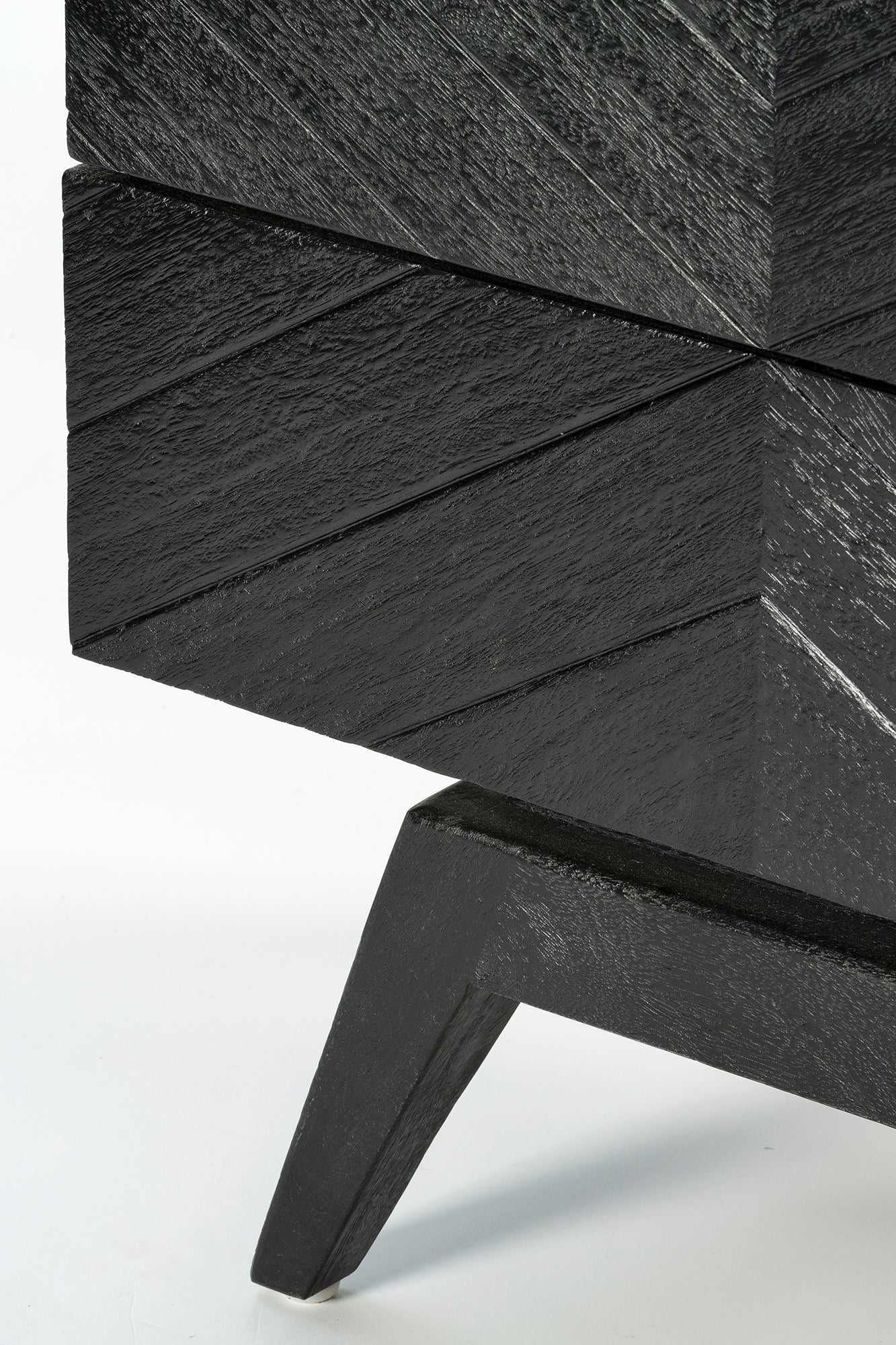 Sari Bedside with Studio Carving - Black/Black Marble