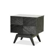 Sari Bedside with Studio Carving - Black/Black Marble