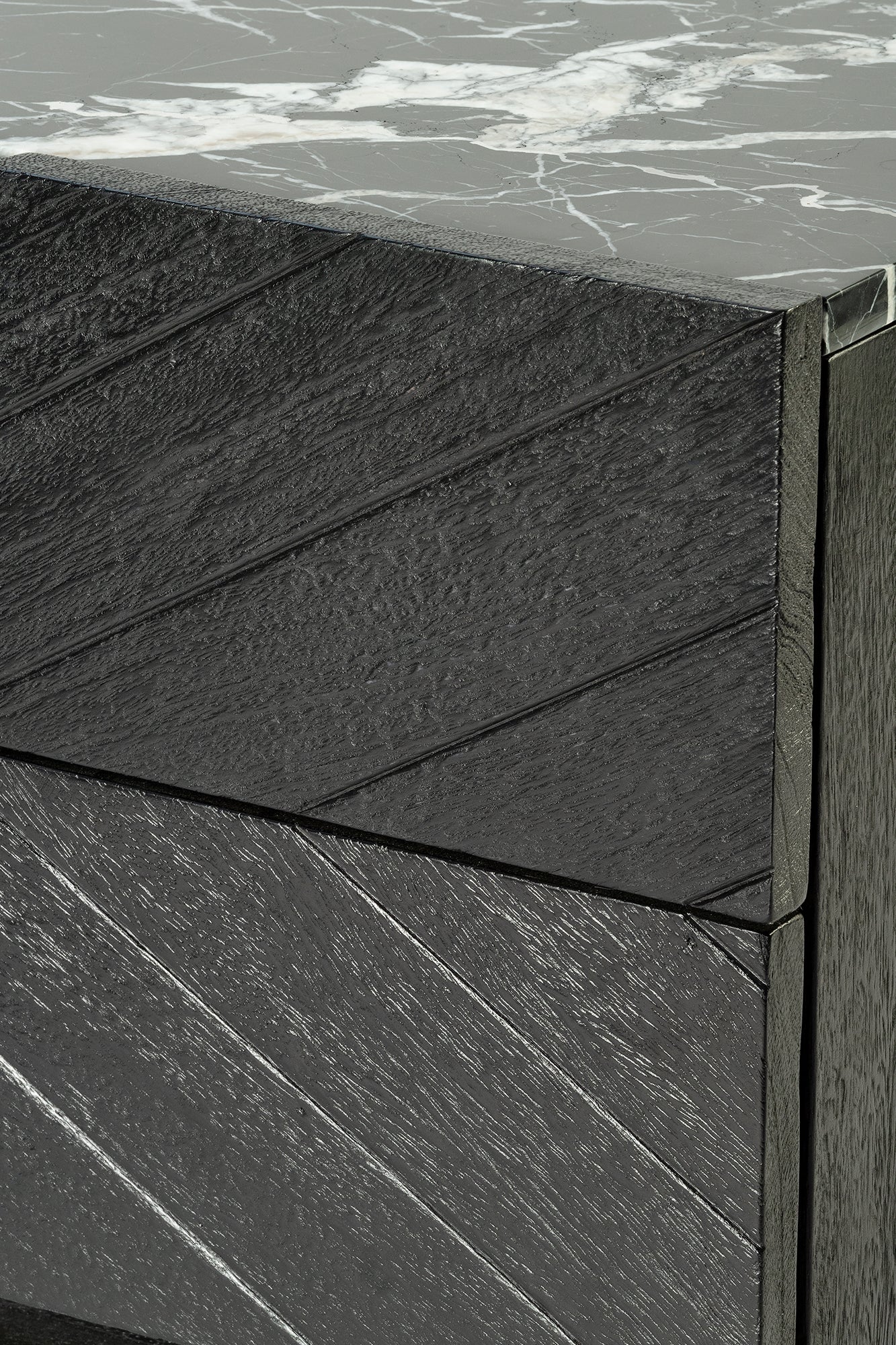 Sari Bedside with Studio Carving - Black/Black Marble