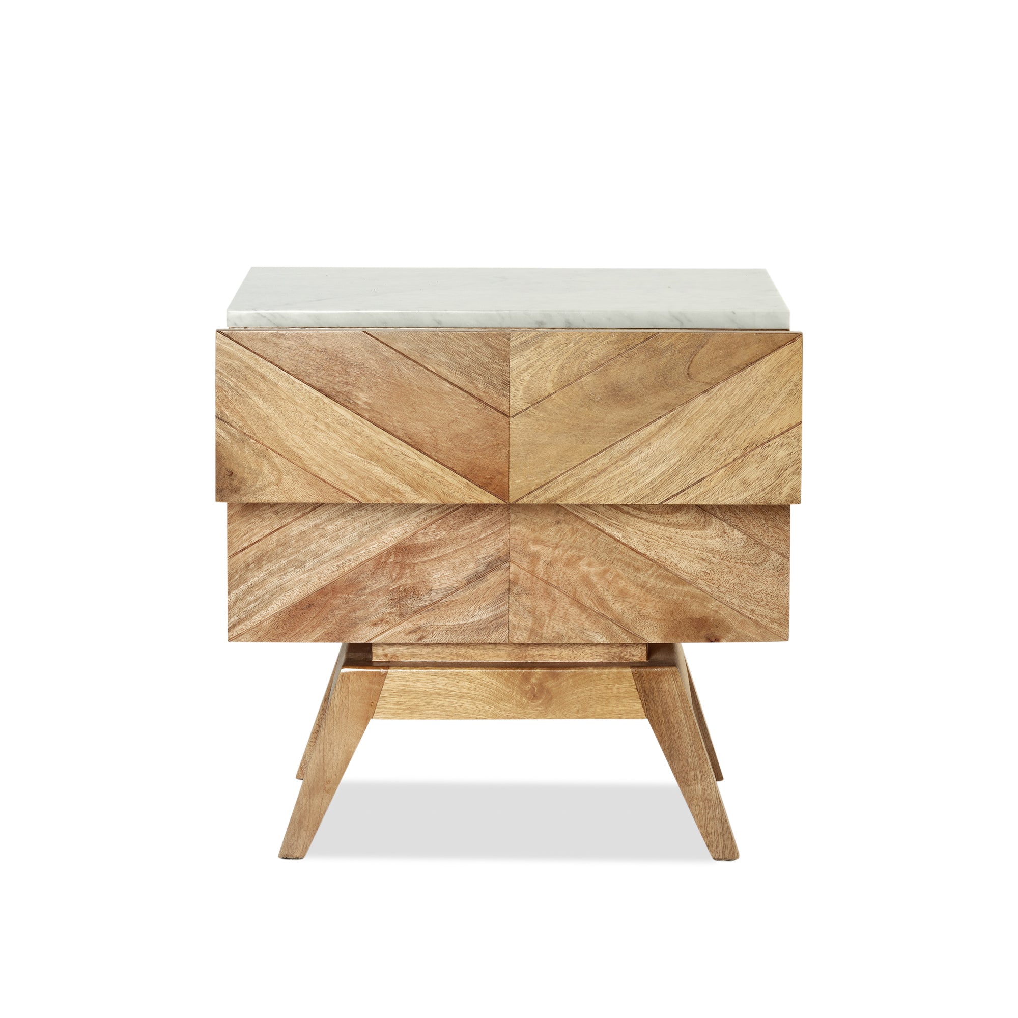 Sari Bedside with Studio Carving - Natural Sealed/White Marble