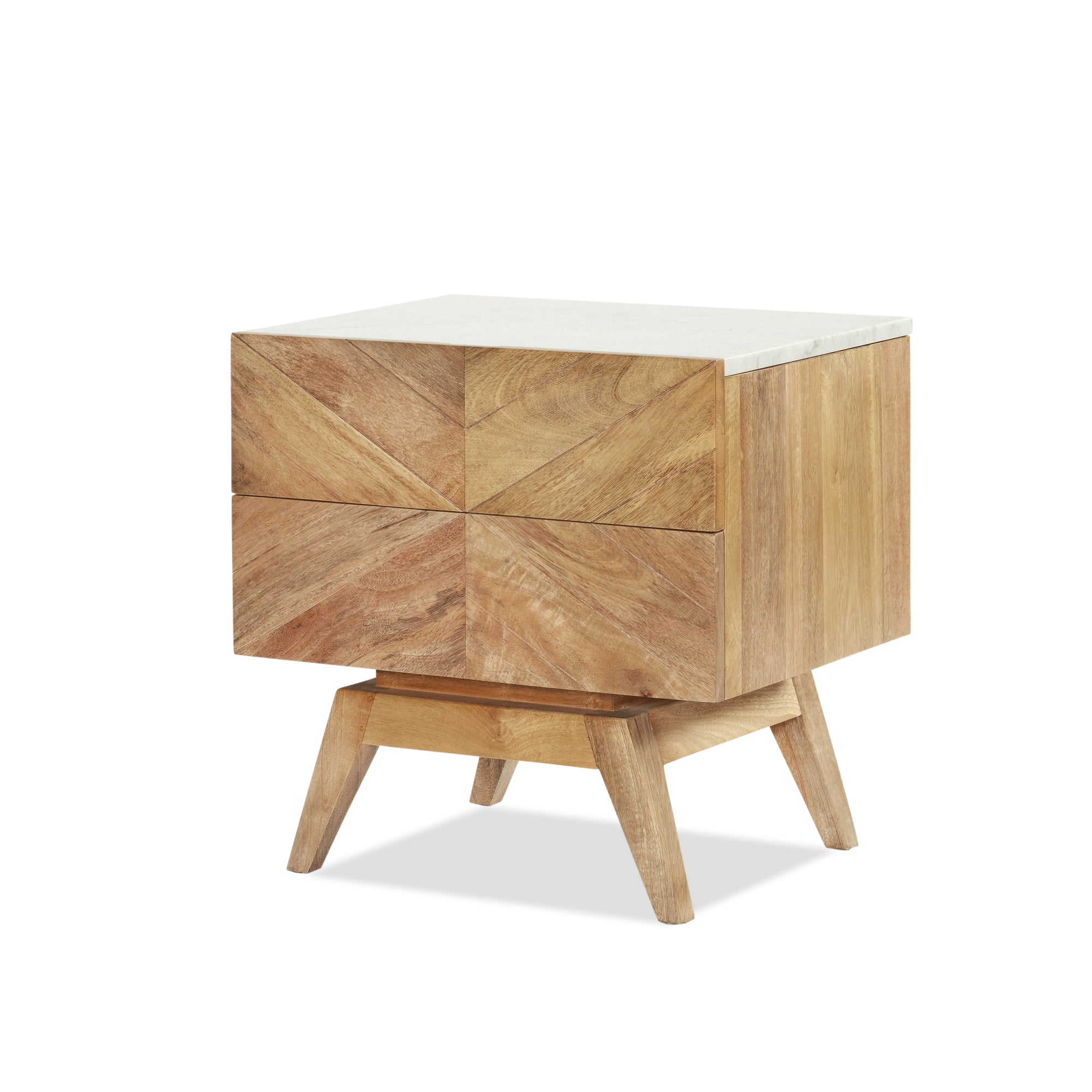 Sari Bedside with Studio Carving - Natural Sealed/White Marble