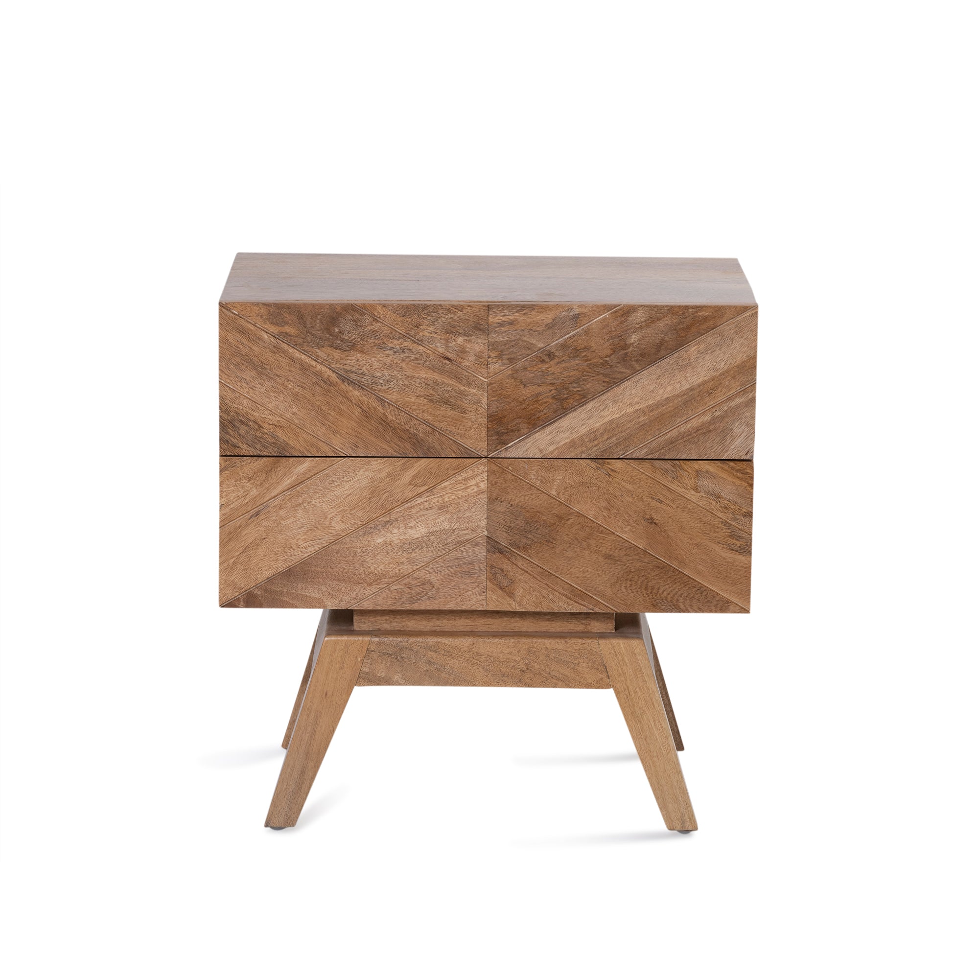 Sari Bedside With Studio Carving - Natural Sealed