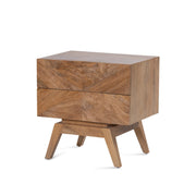 Sari Bedside With Studio Carving - Natural Sealed