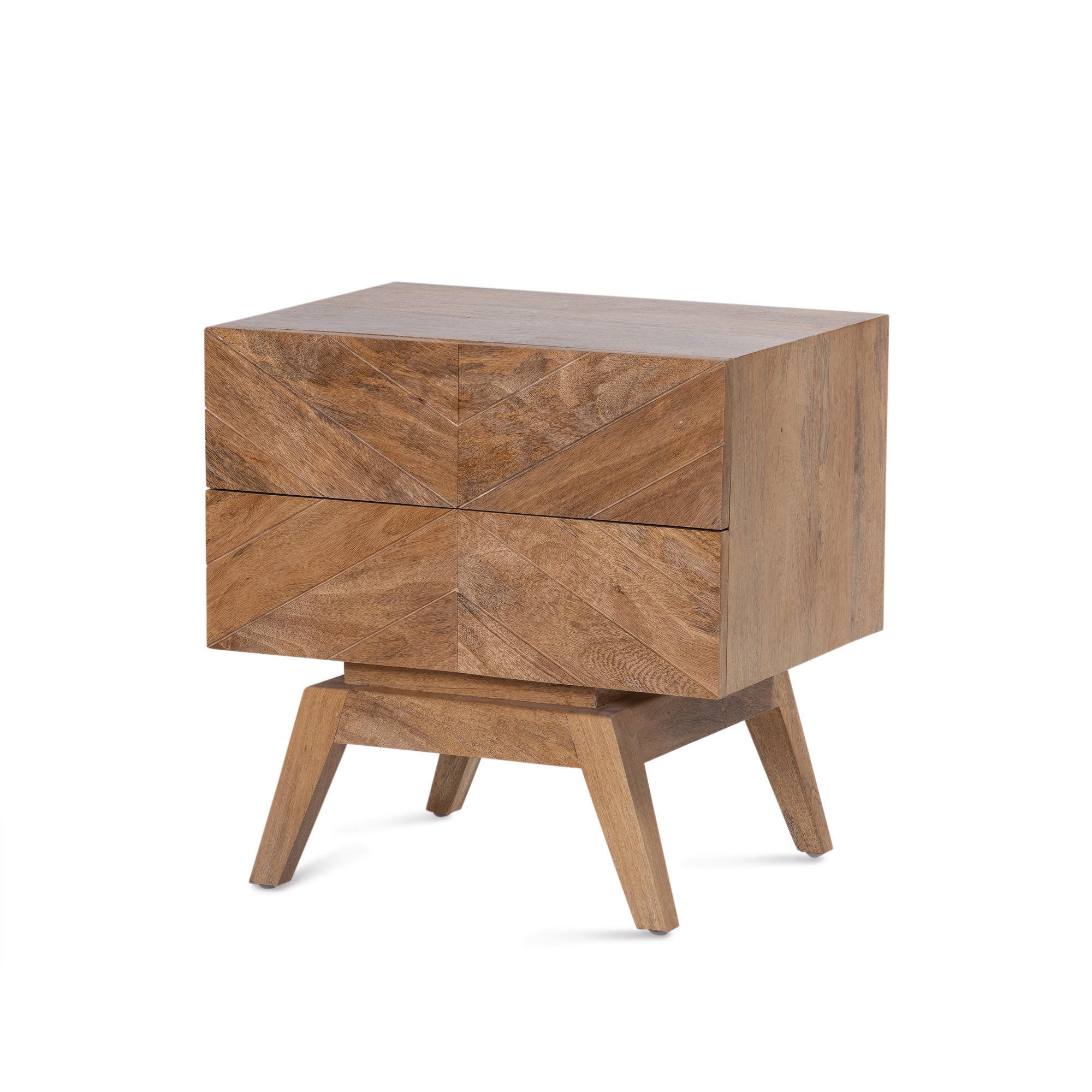 Sari Bedside With Studio Carving - Natural Sealed