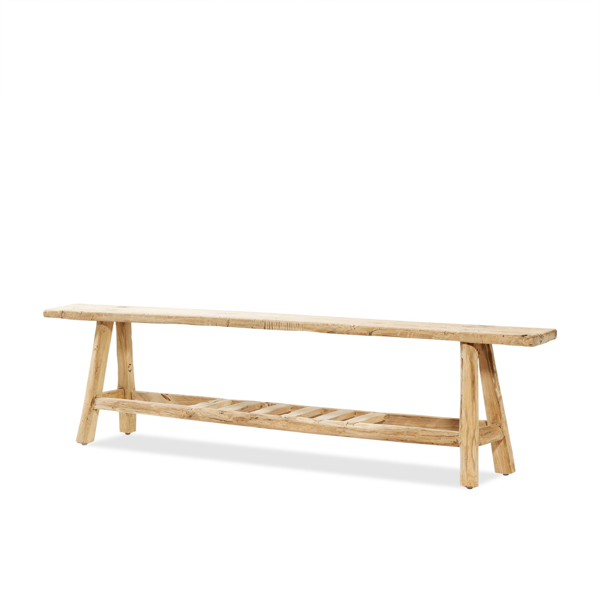 Organic Teak Bench - with Slatted Shelf