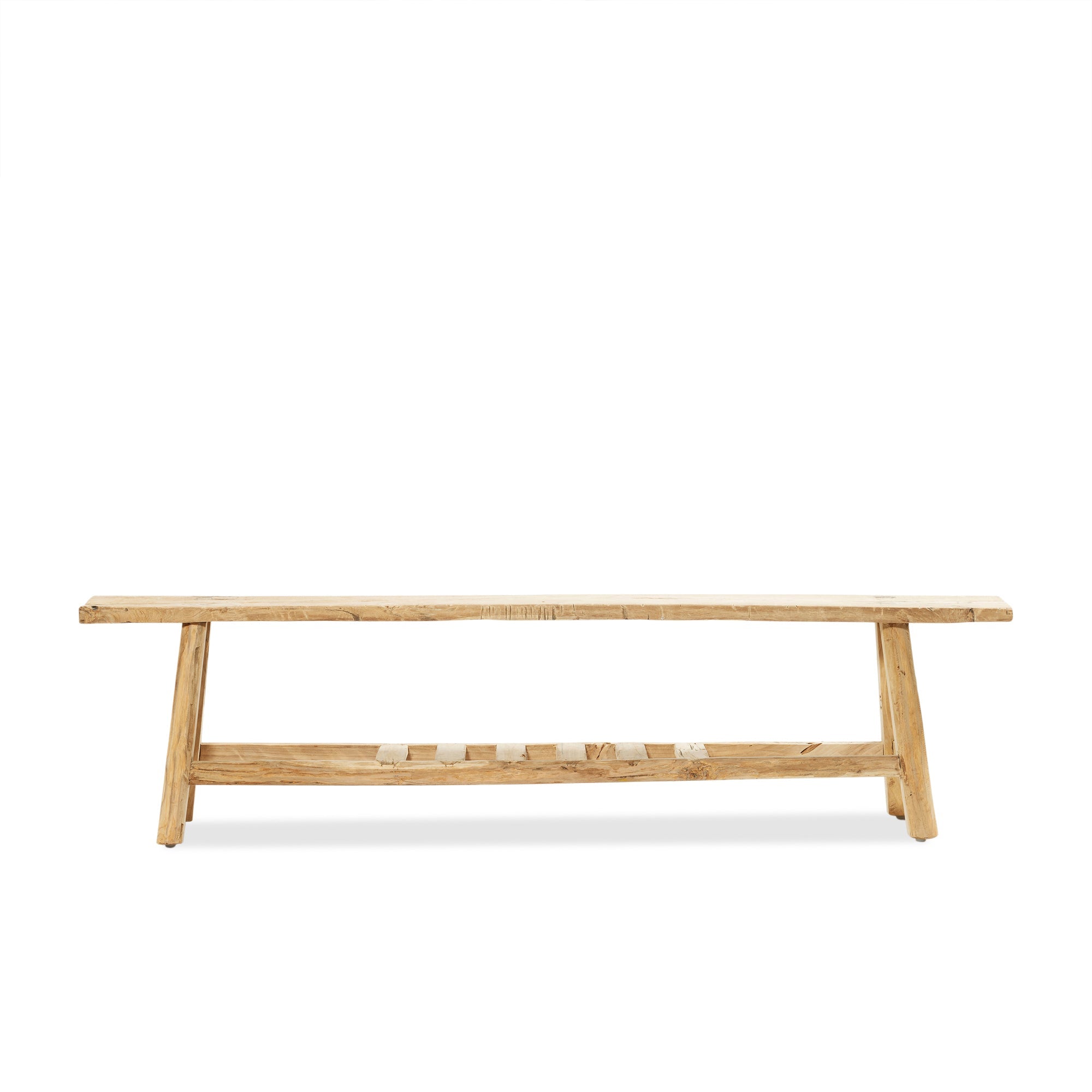 Organic Teak Bench - with Slatted Shelf