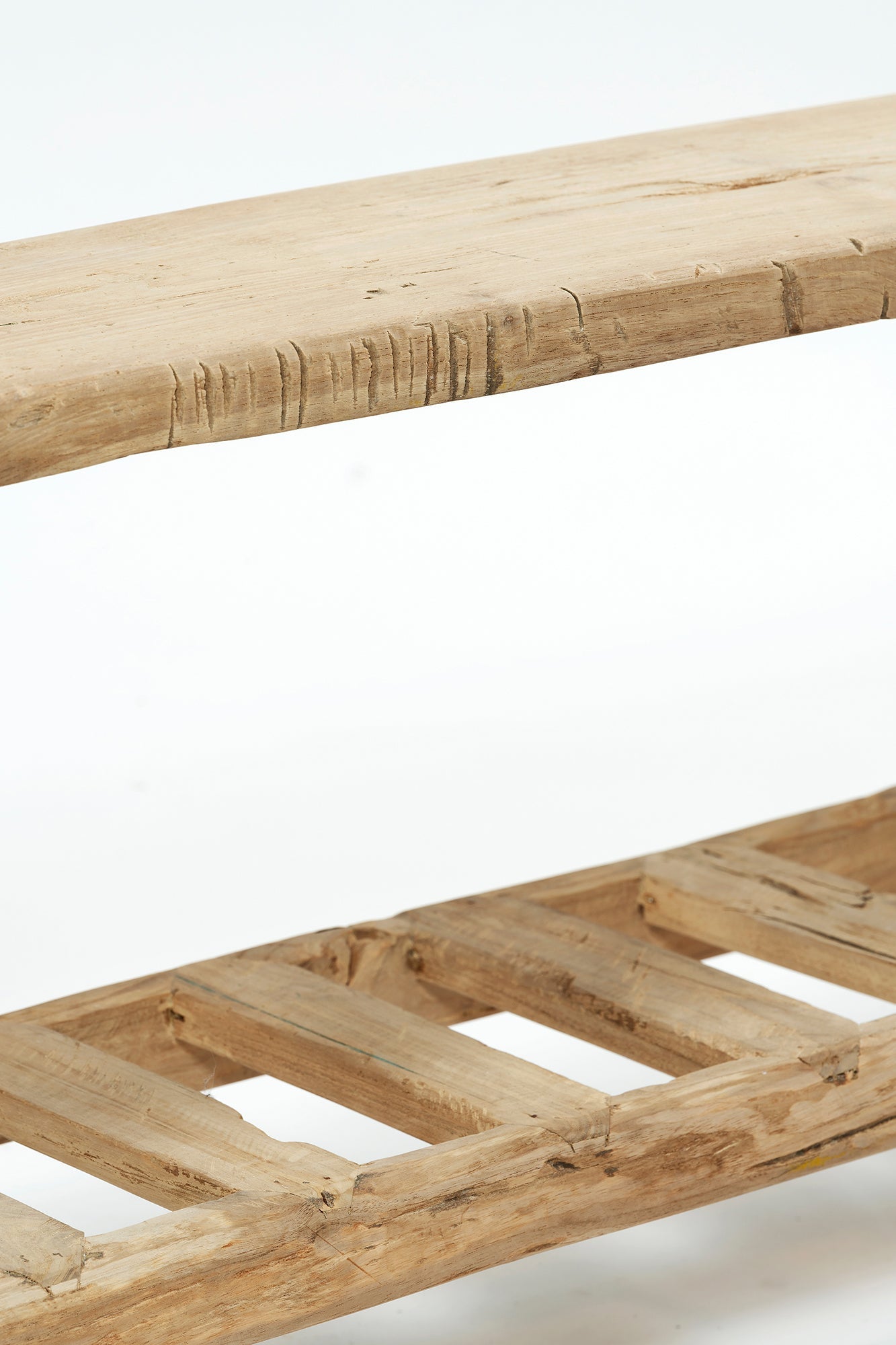 Organic Teak Bench - with Slatted Shelf