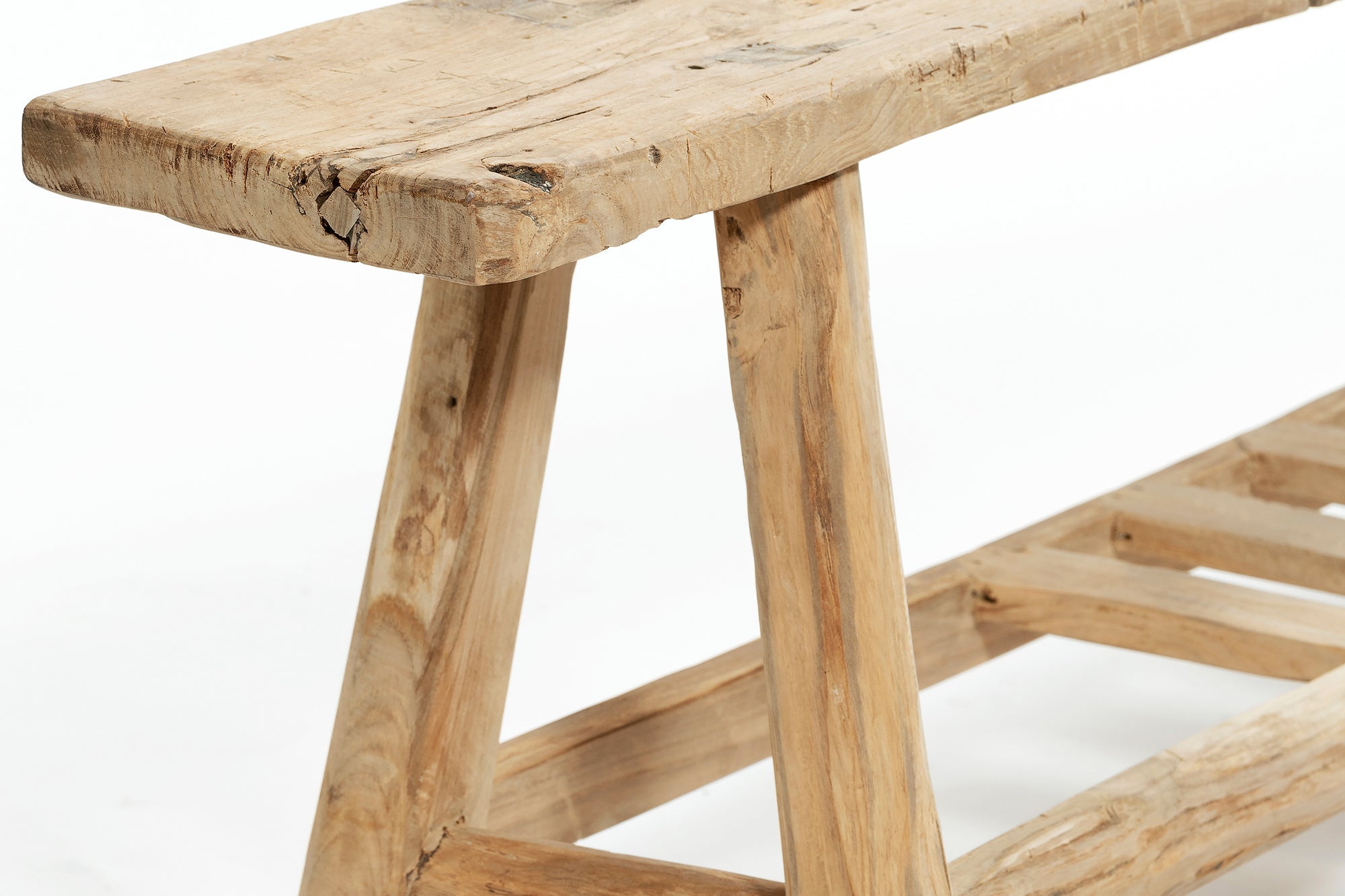 Organic Teak Bench - with Slatted Shelf