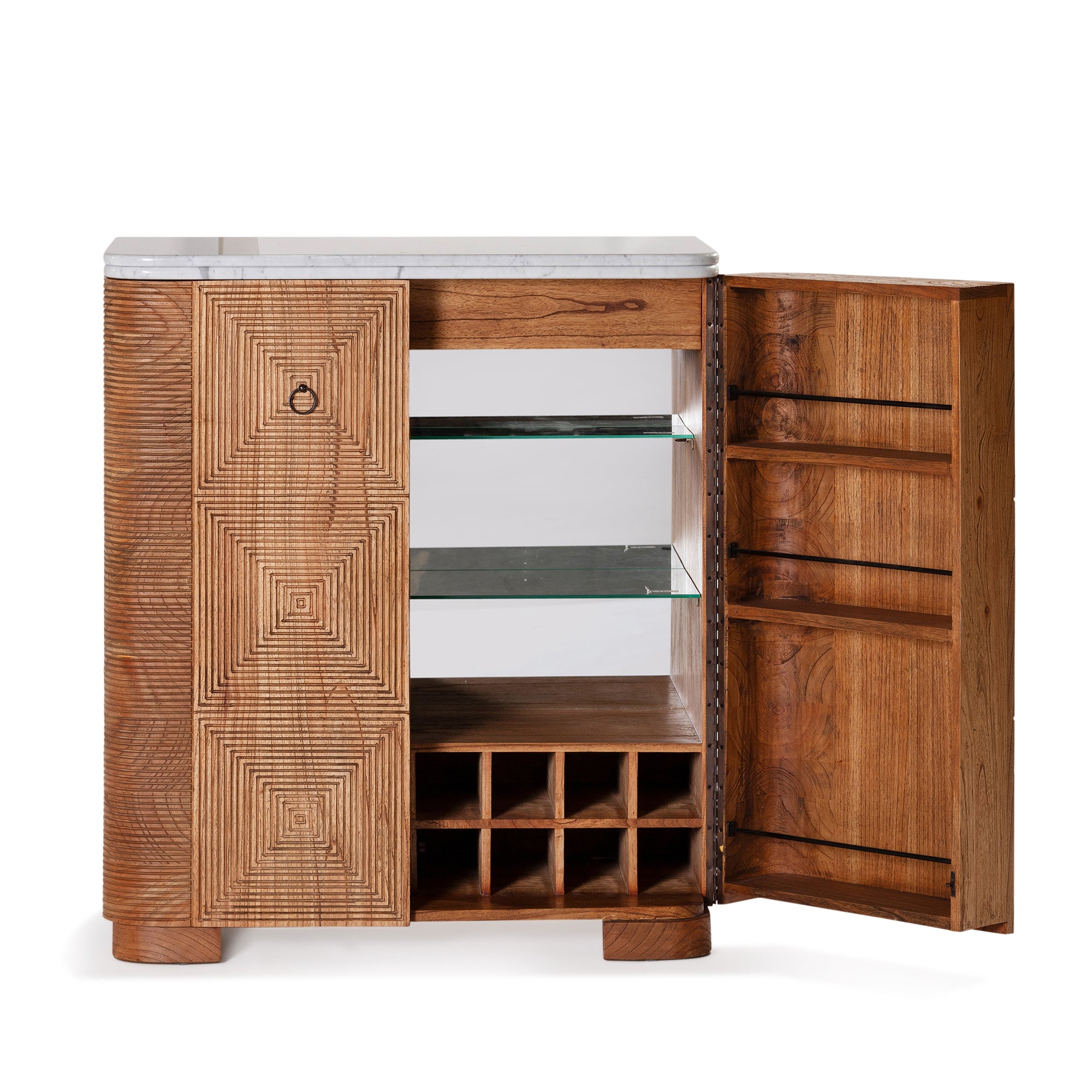 Martini Bar Cabinet - Antique Mindi/White Marble