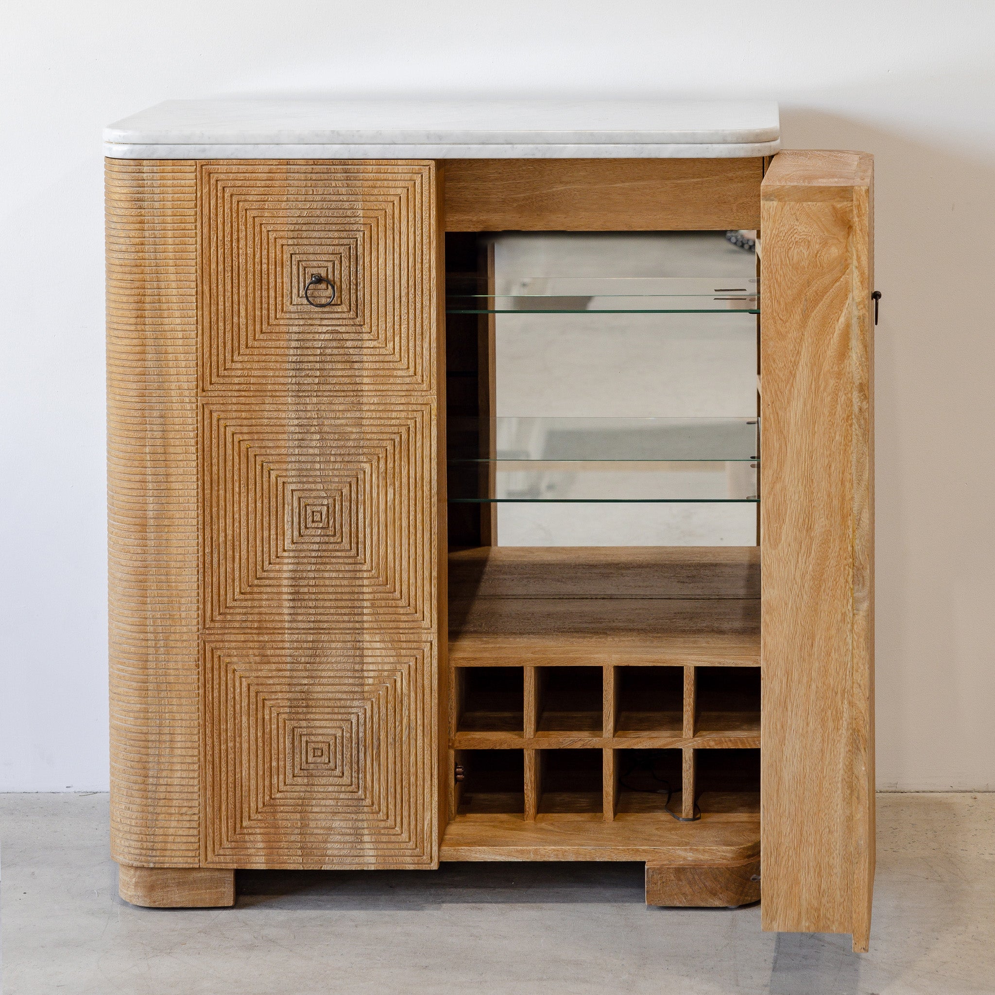 Martini Bar Cabinet - Rustic Matte/White Marble