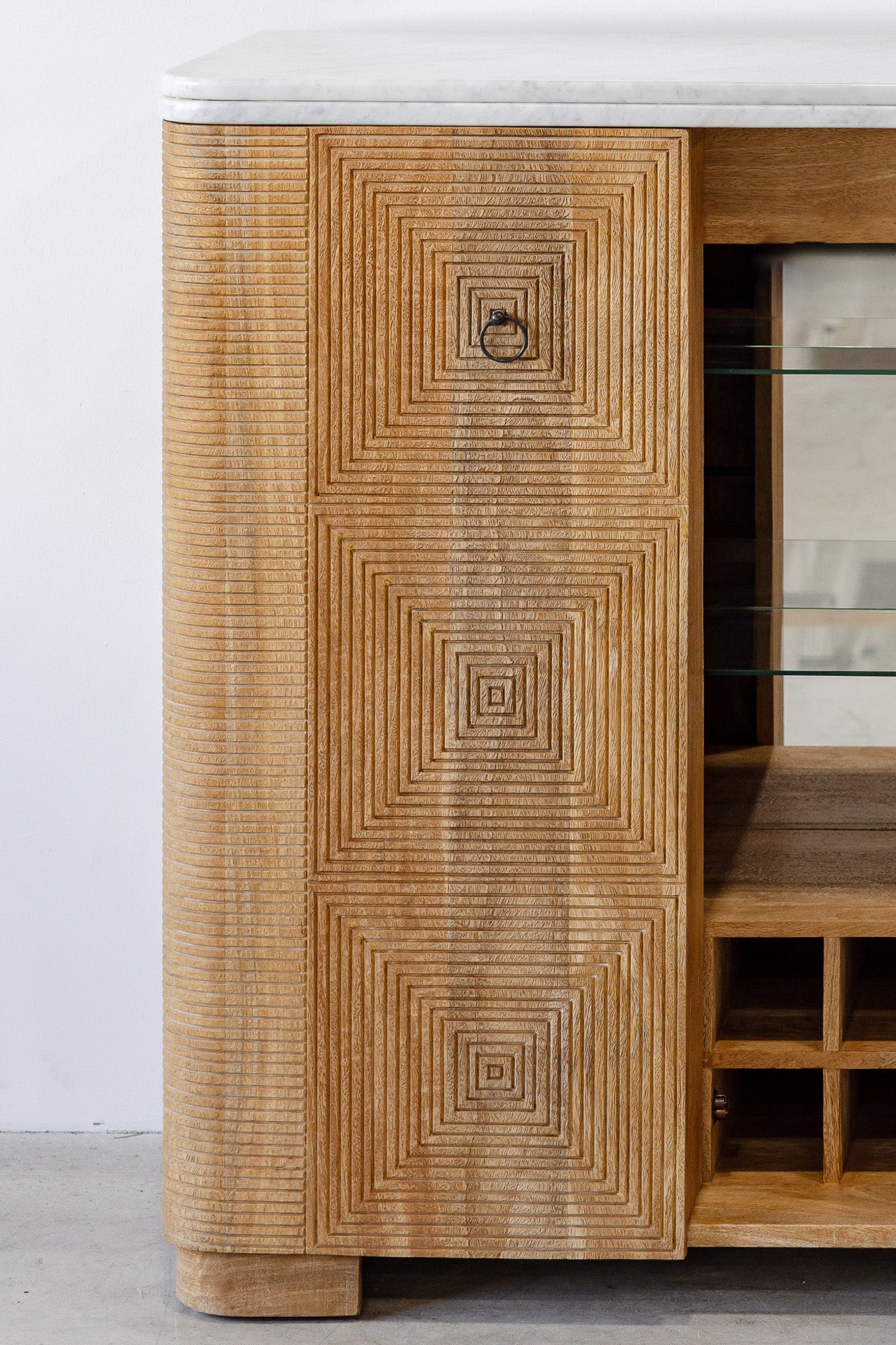 Martini Bar Cabinet - Rustic Matte/White Marble