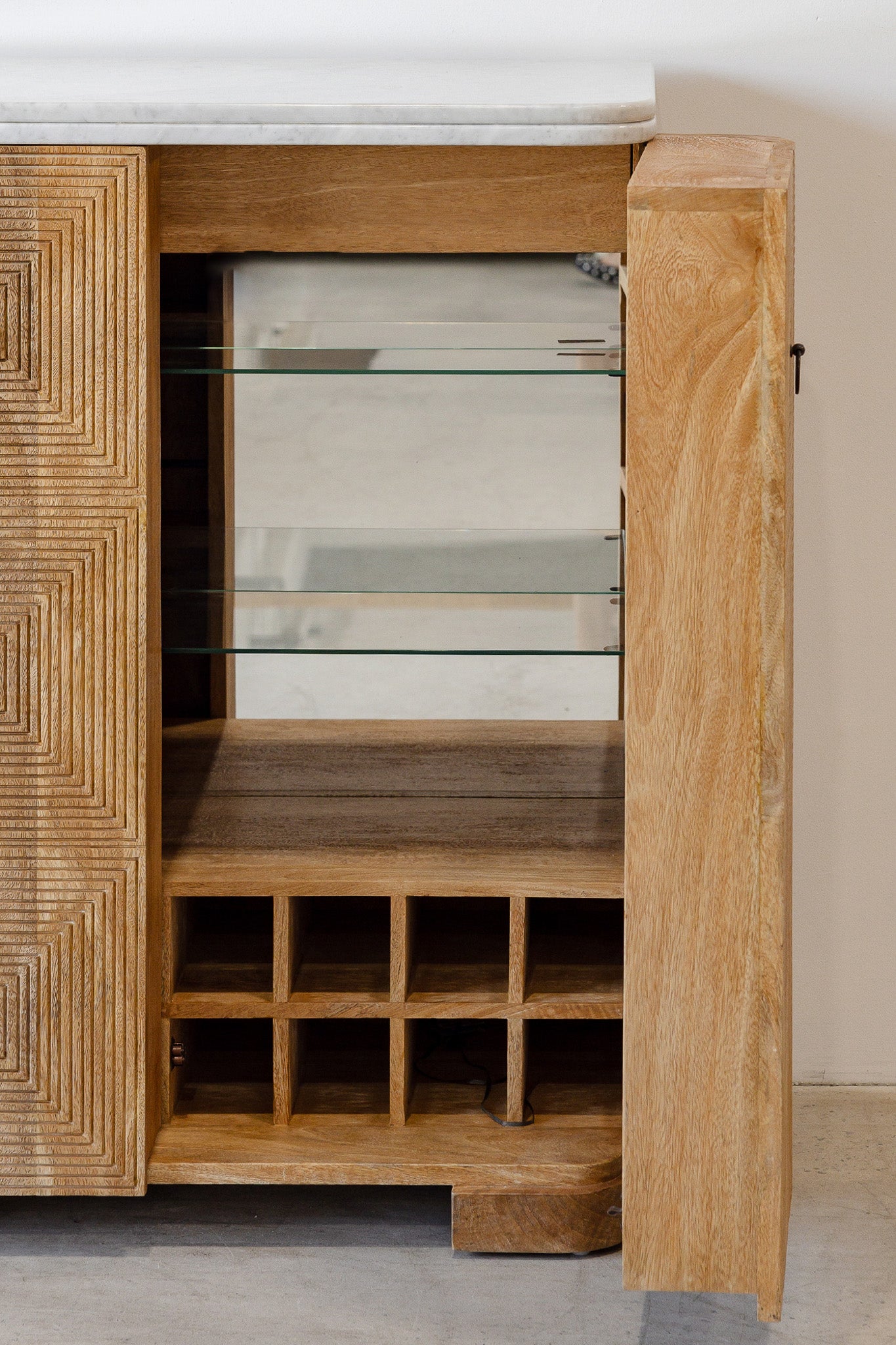 Martini Bar Cabinet - Rustic Matte/White Marble