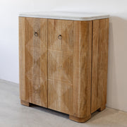 Martini Bar Cabinet - Rustic Matte/White Marble