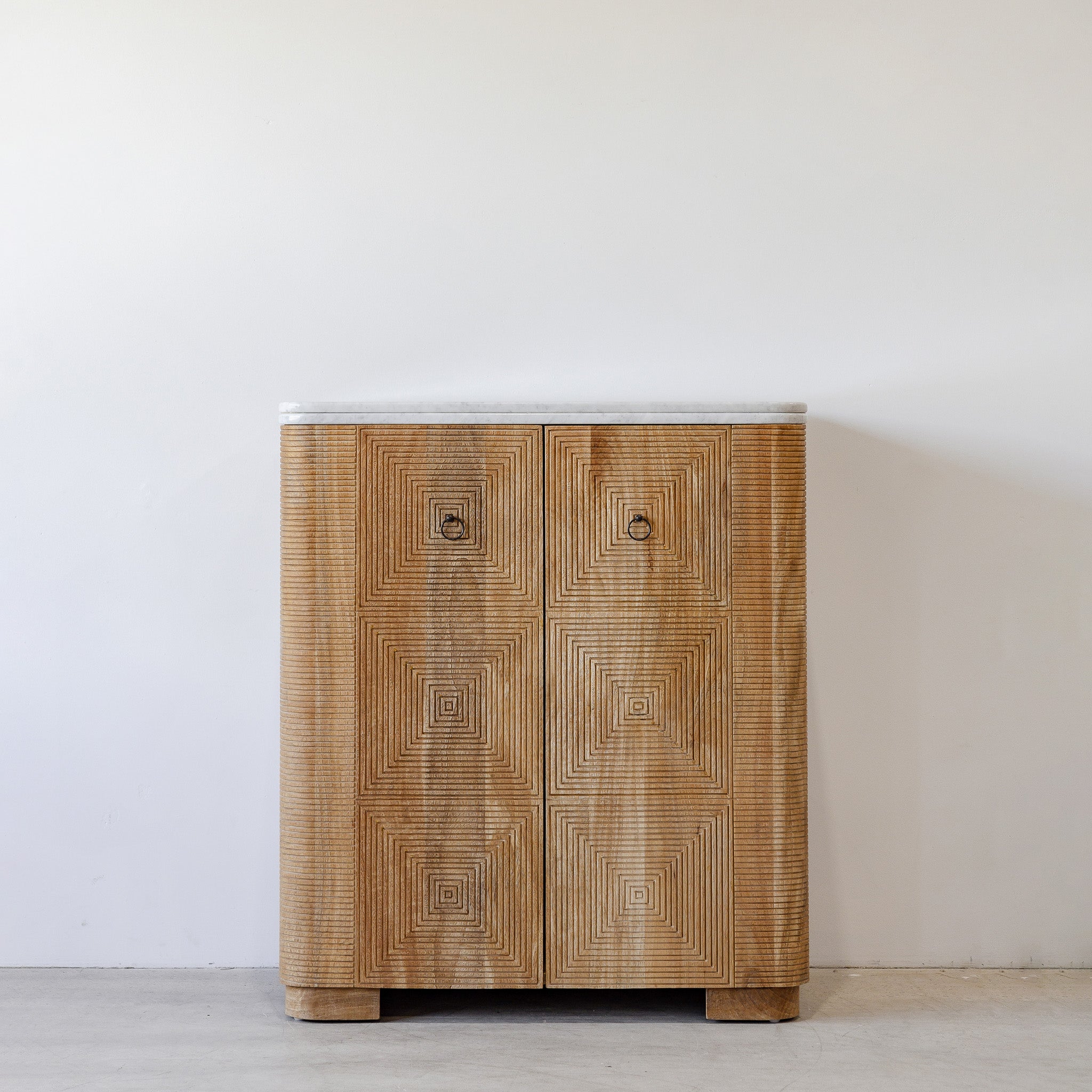 Martini Bar Cabinet - Rustic Matte/White Marble