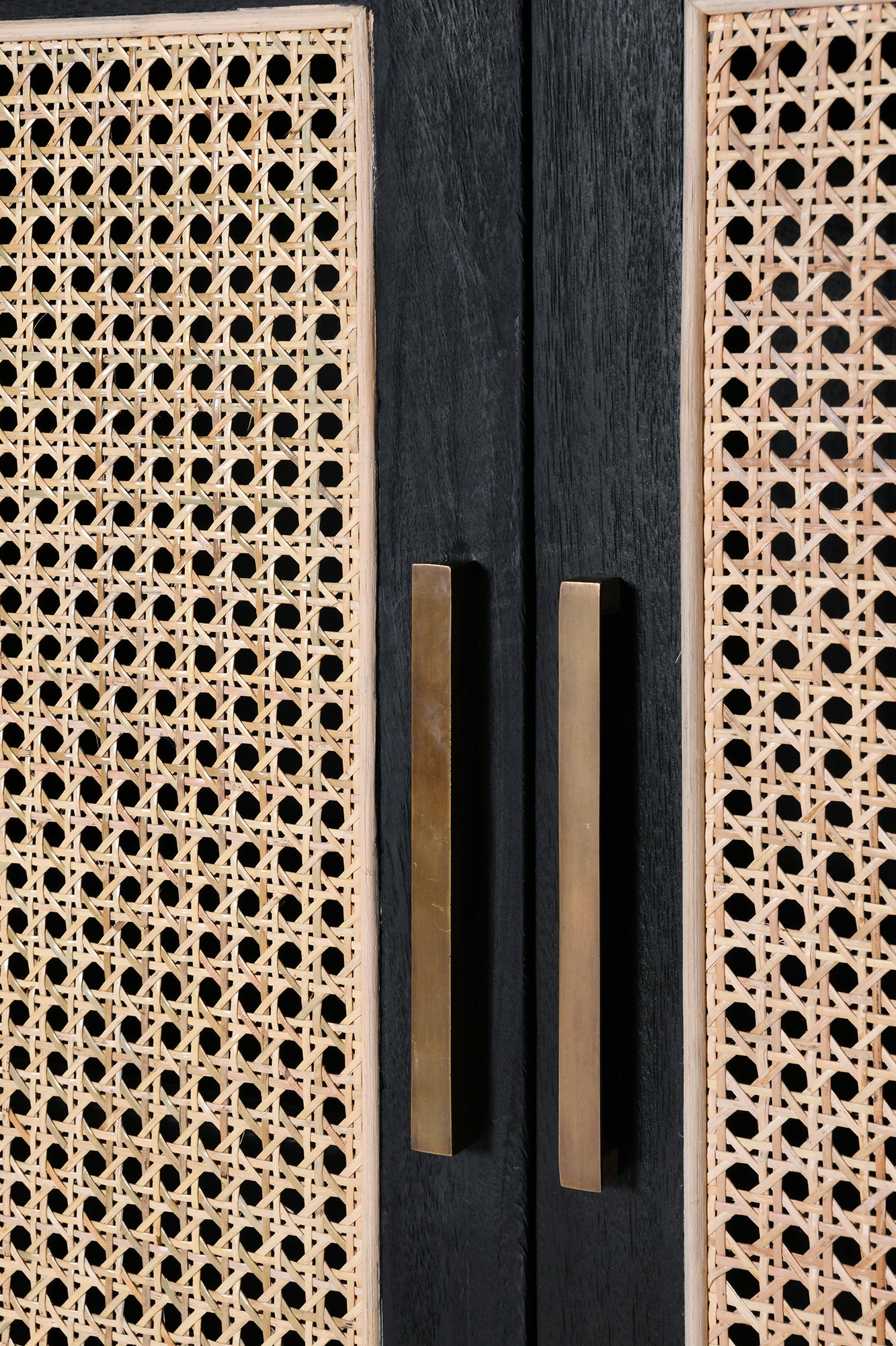 Sergio Large Cabinet - Black/Natural Rattan