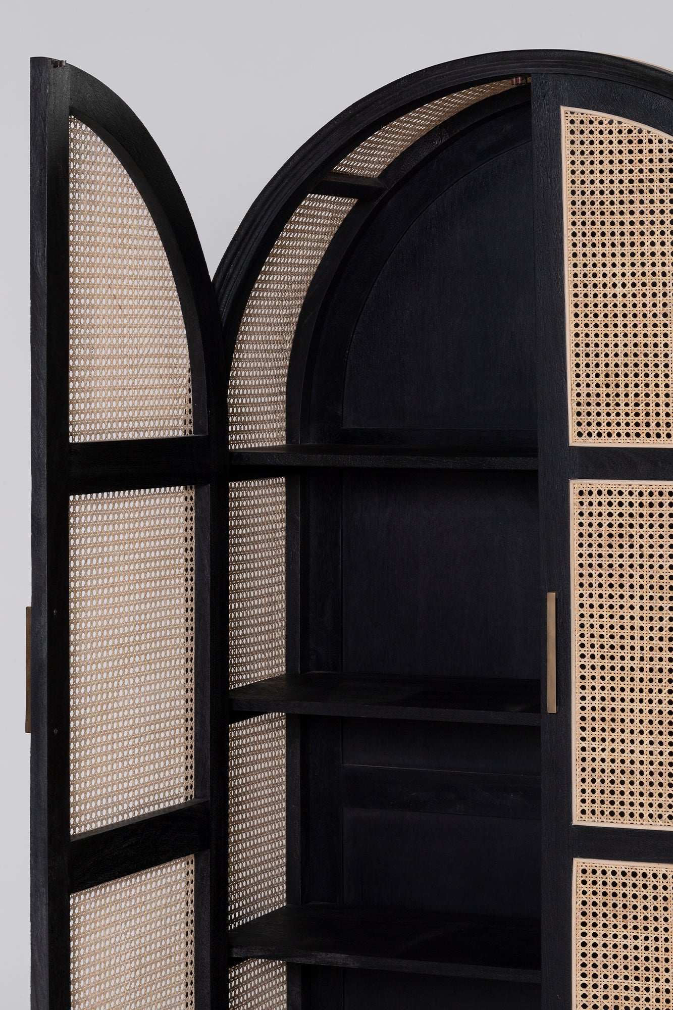 Sergio Large Cabinet - Black/Natural Rattan