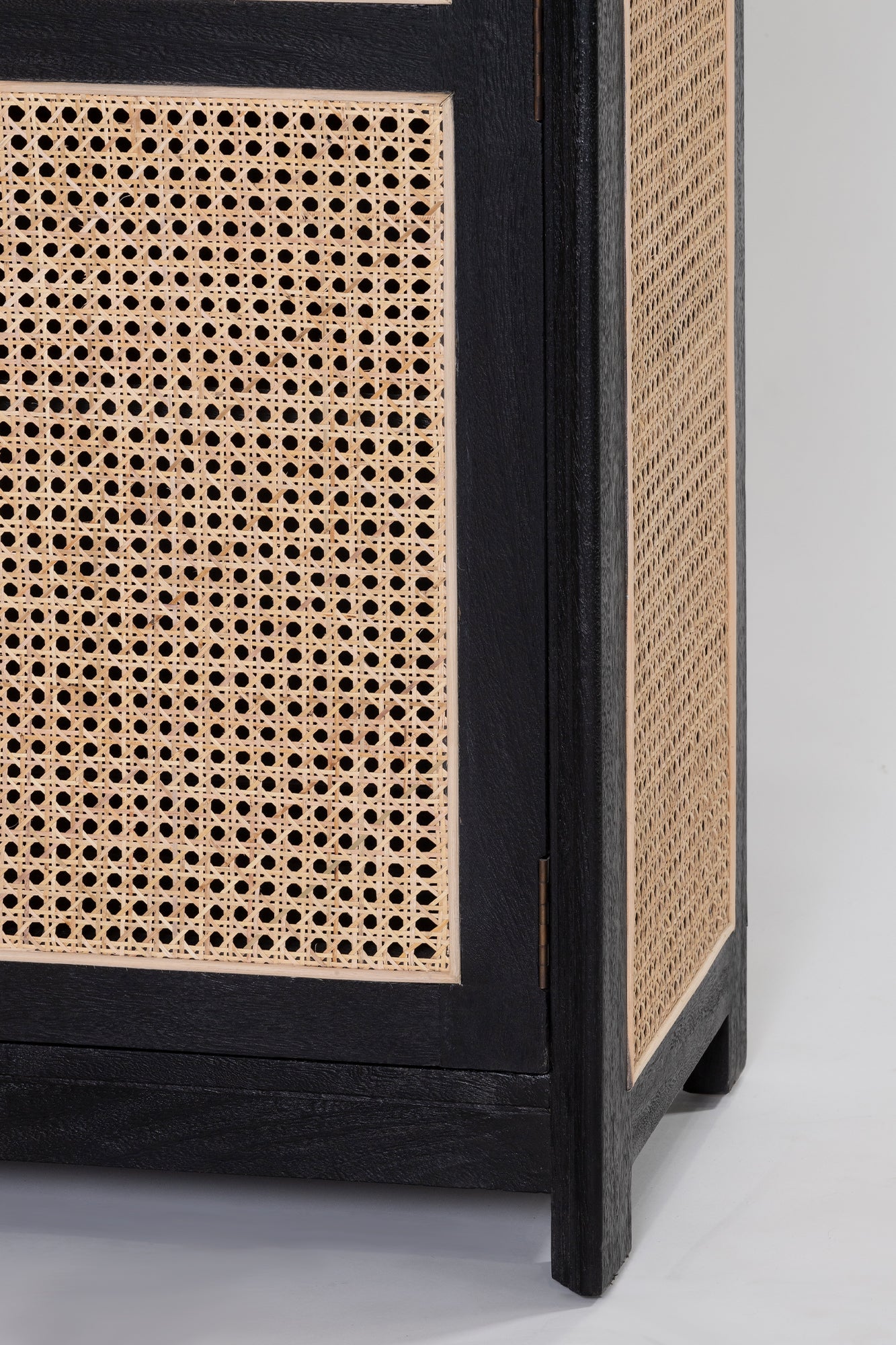 Sergio Large Cabinet - Black/Natural Rattan