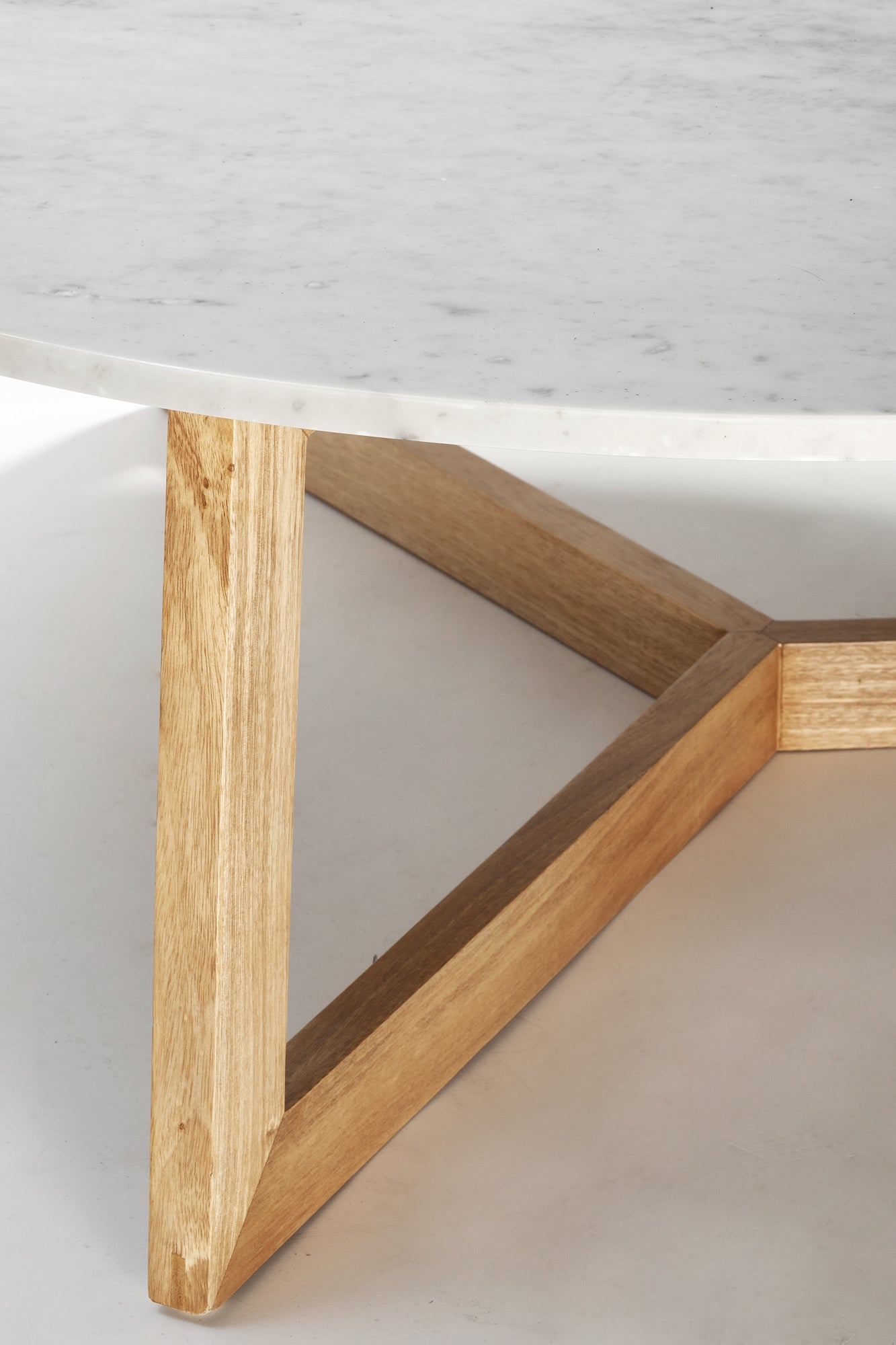 Delta Coffee Table - Natural Sealed/White Marble
