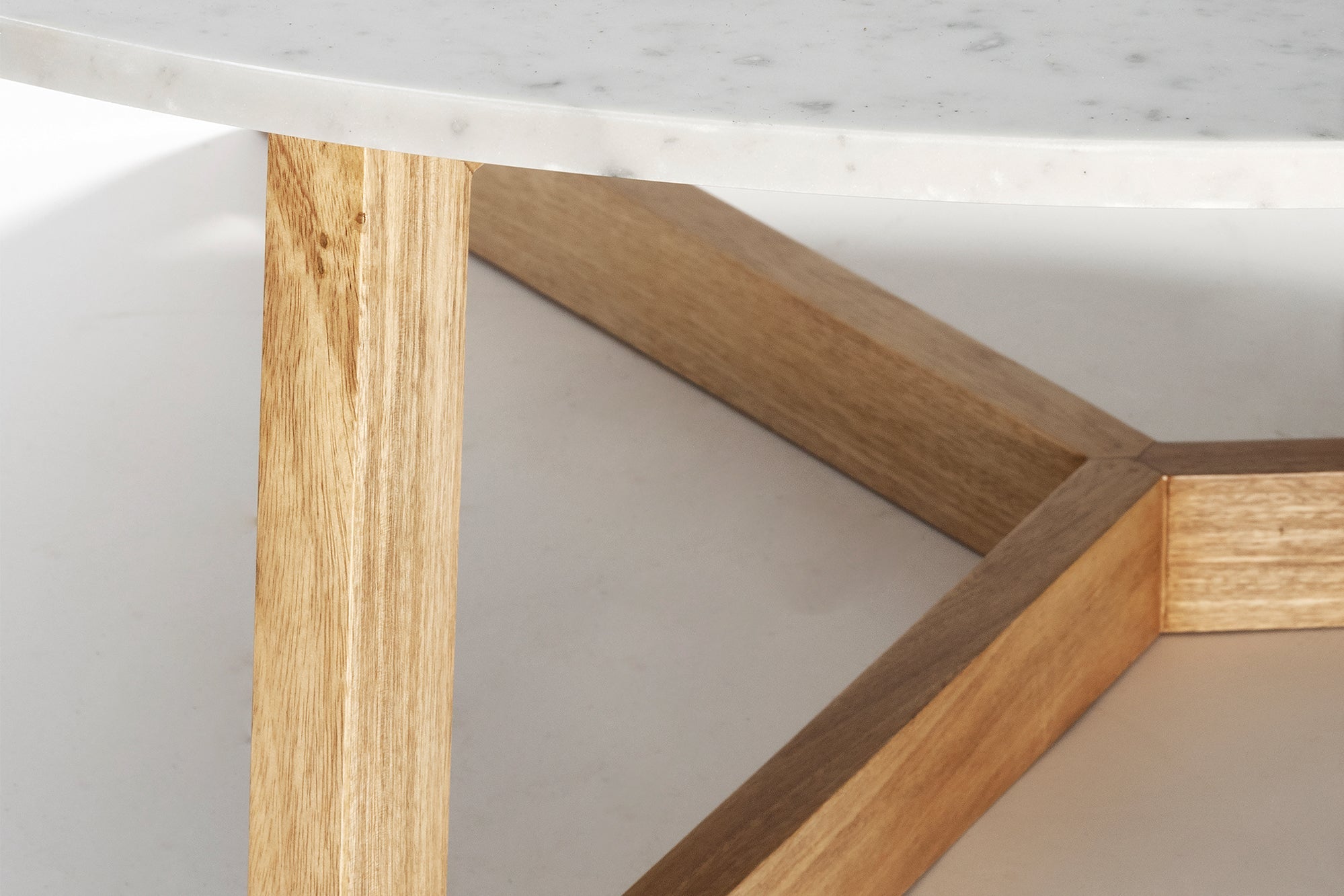 Delta Coffee Table - Natural Sealed/White Marble