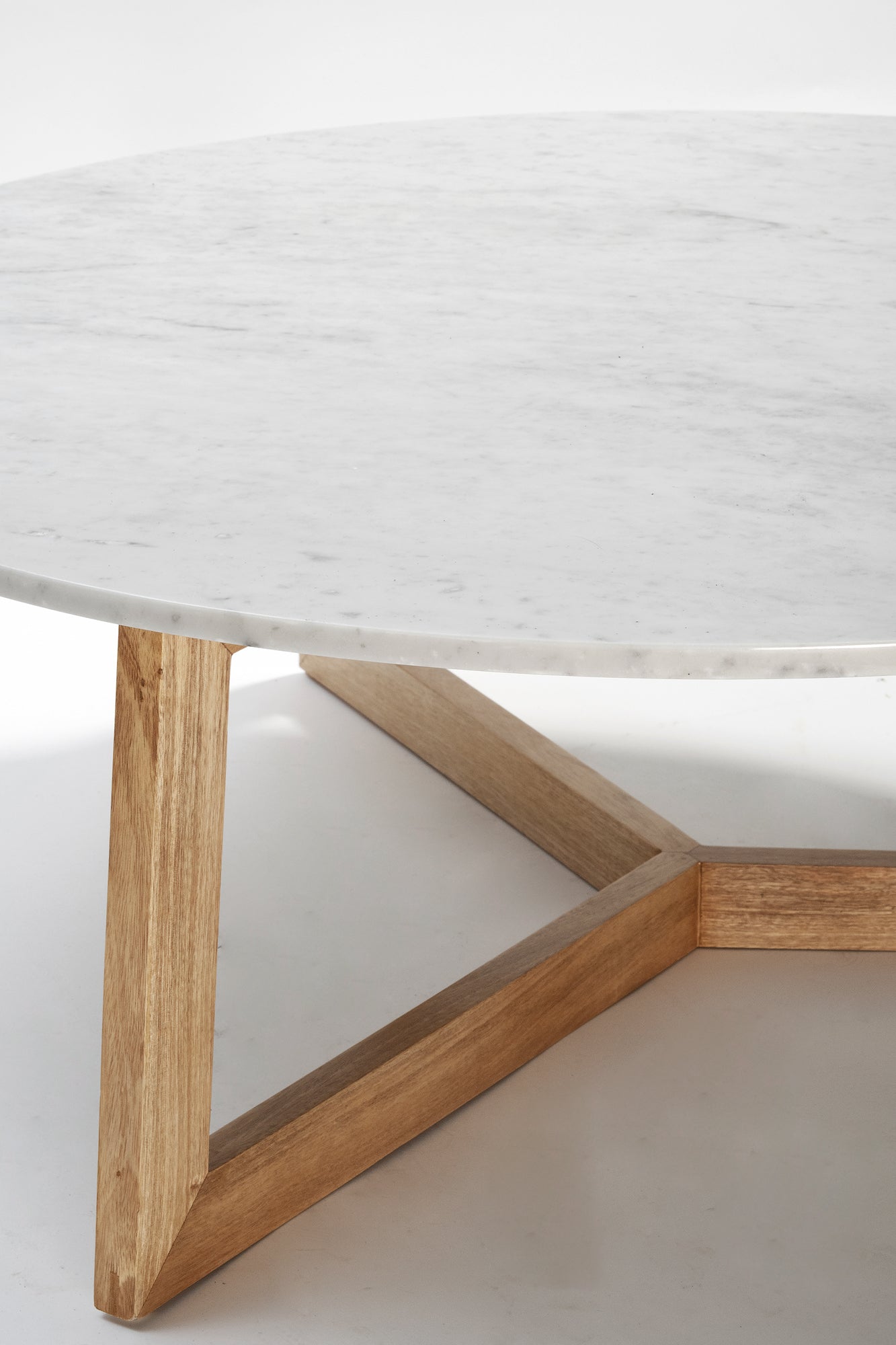 Delta Coffee Table - Natural Sealed/White Marble