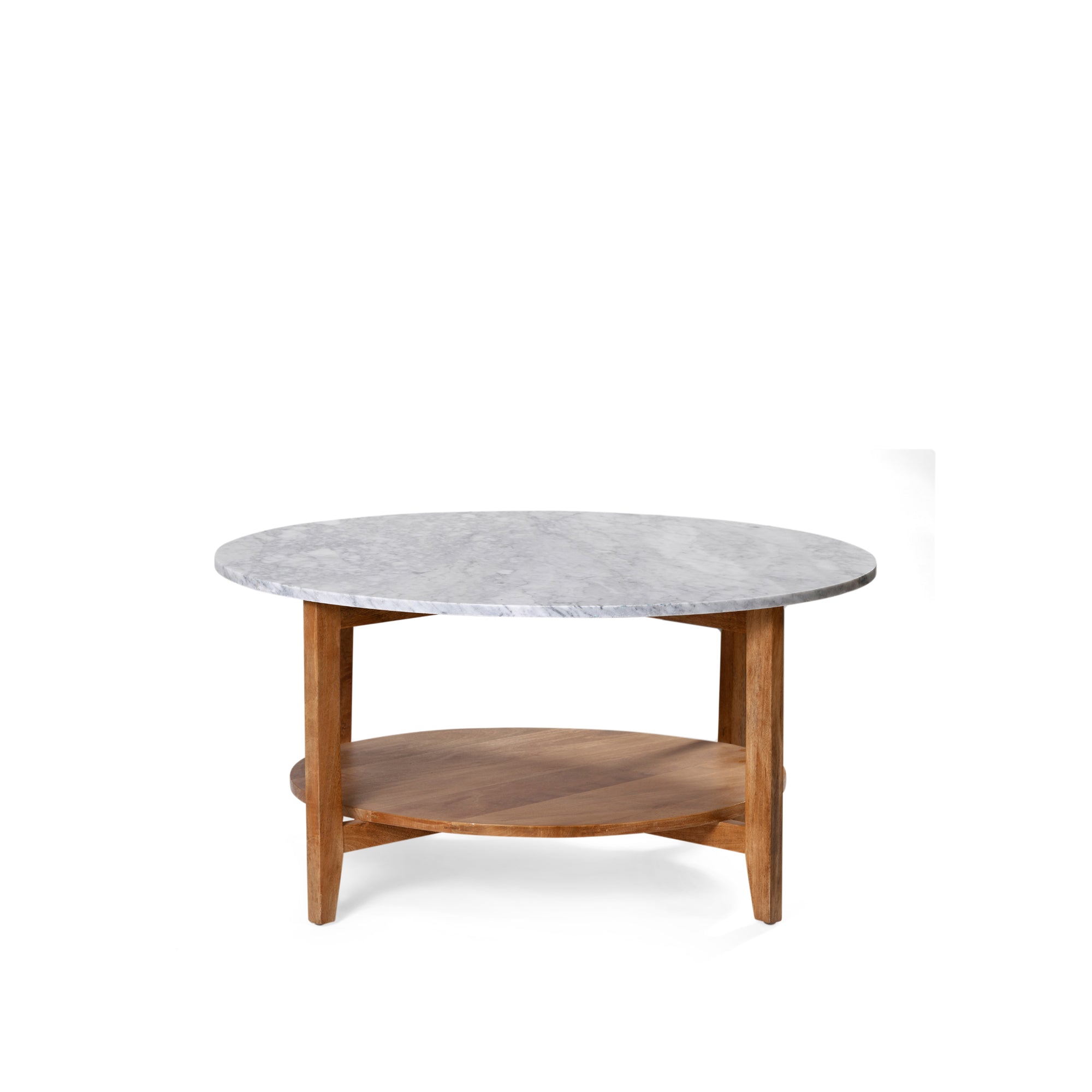 Norveau Coffee Table - Natural Sealed/White Marble