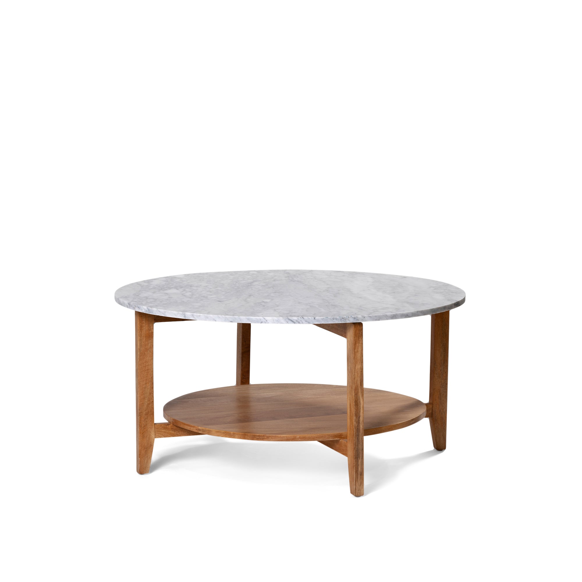 Norveau Coffee Table - Natural Sealed/White Marble
