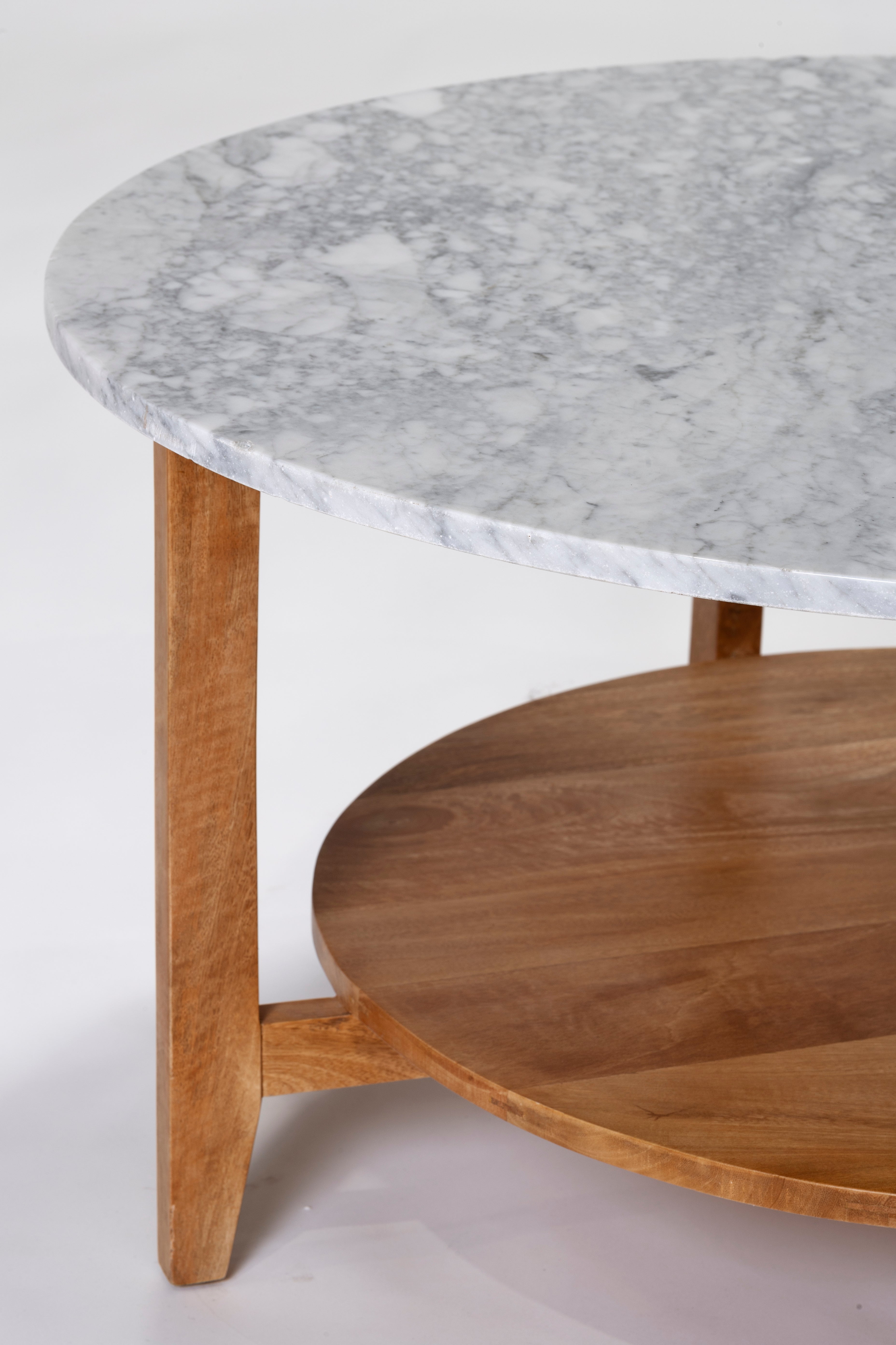 Norveau Coffee Table - Natural Sealed/White Marble