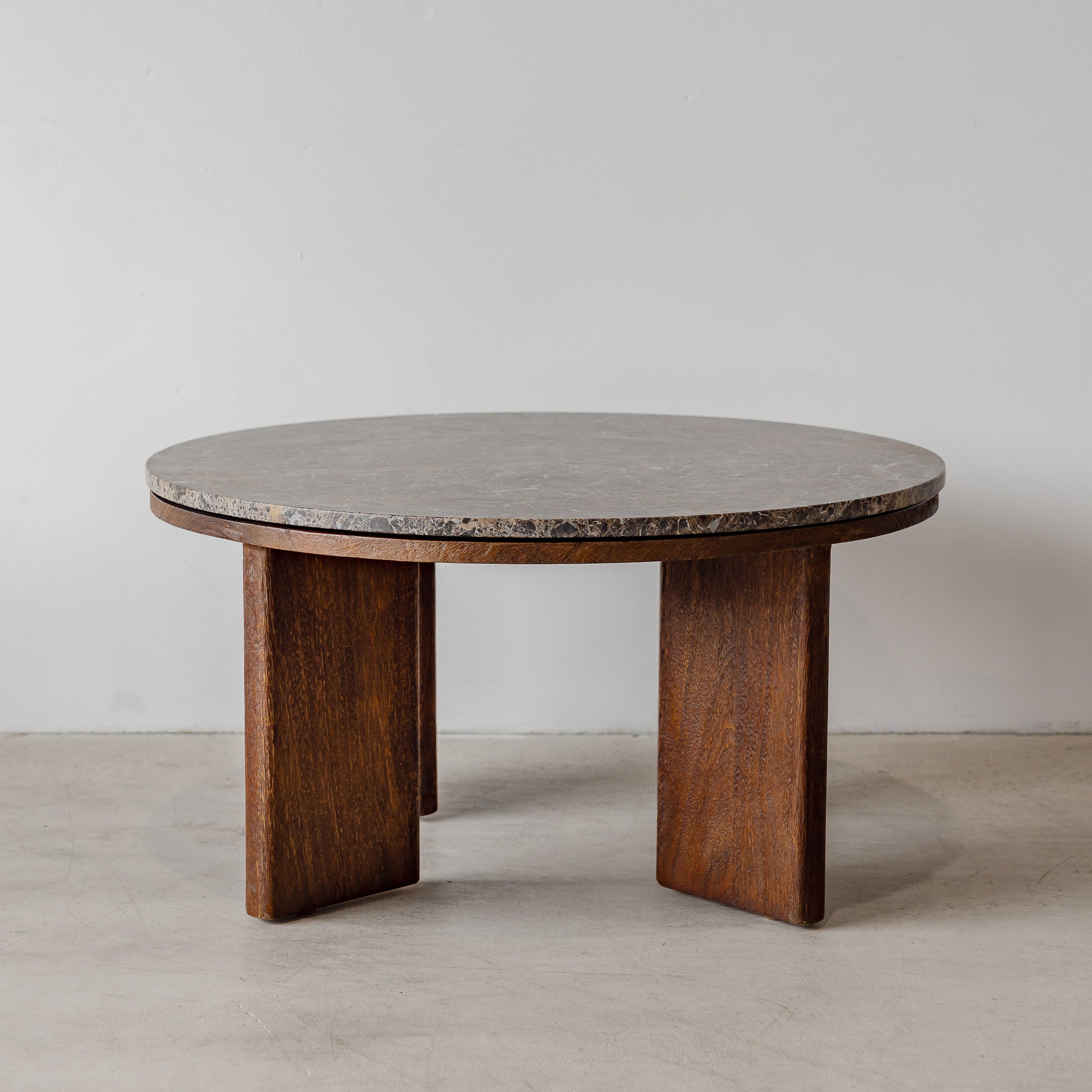 West Coffee Table - Rustic Walnut/Choc Marble