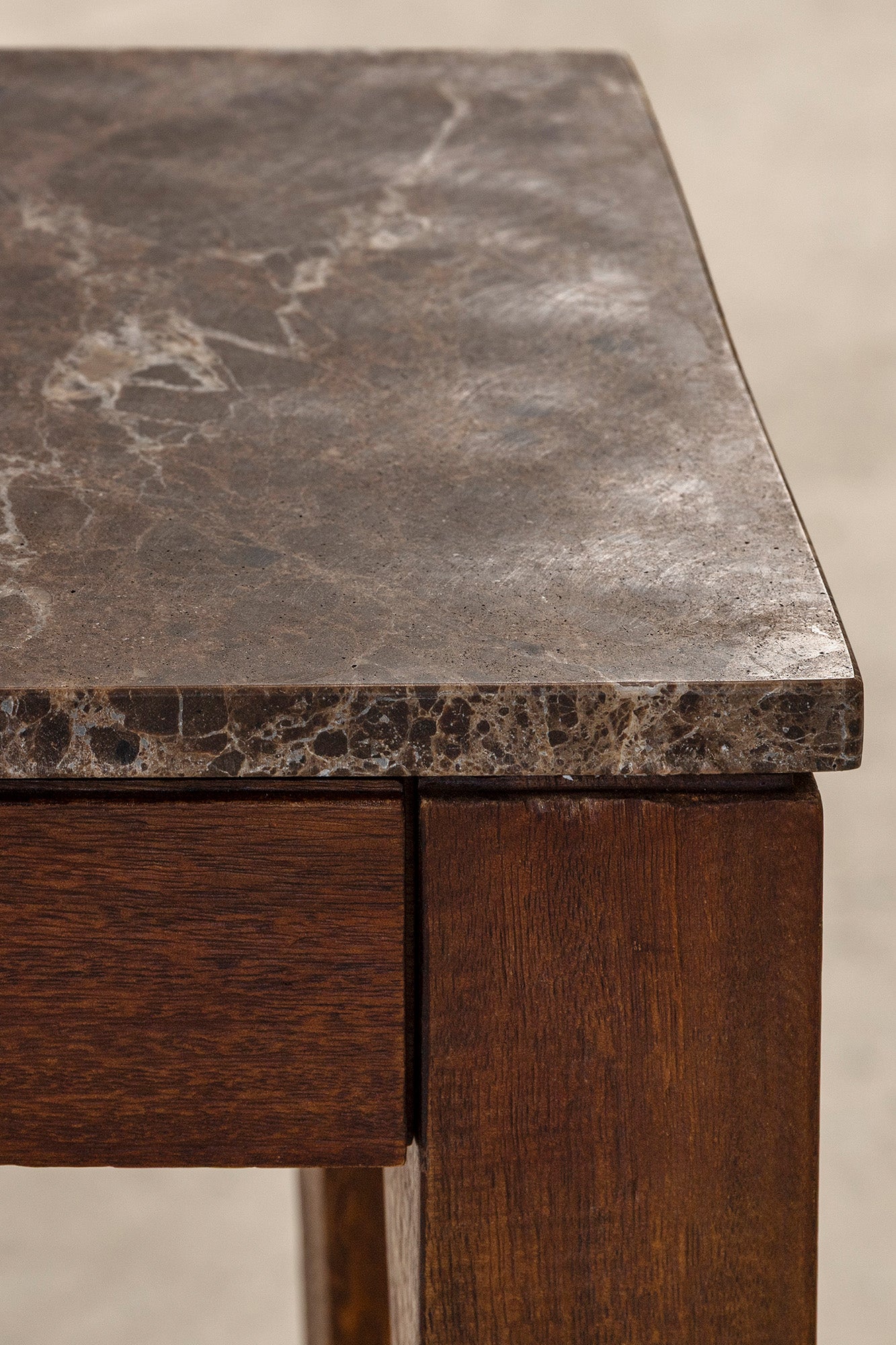 Buddha Console - Rustic Walnut/Choc Marble