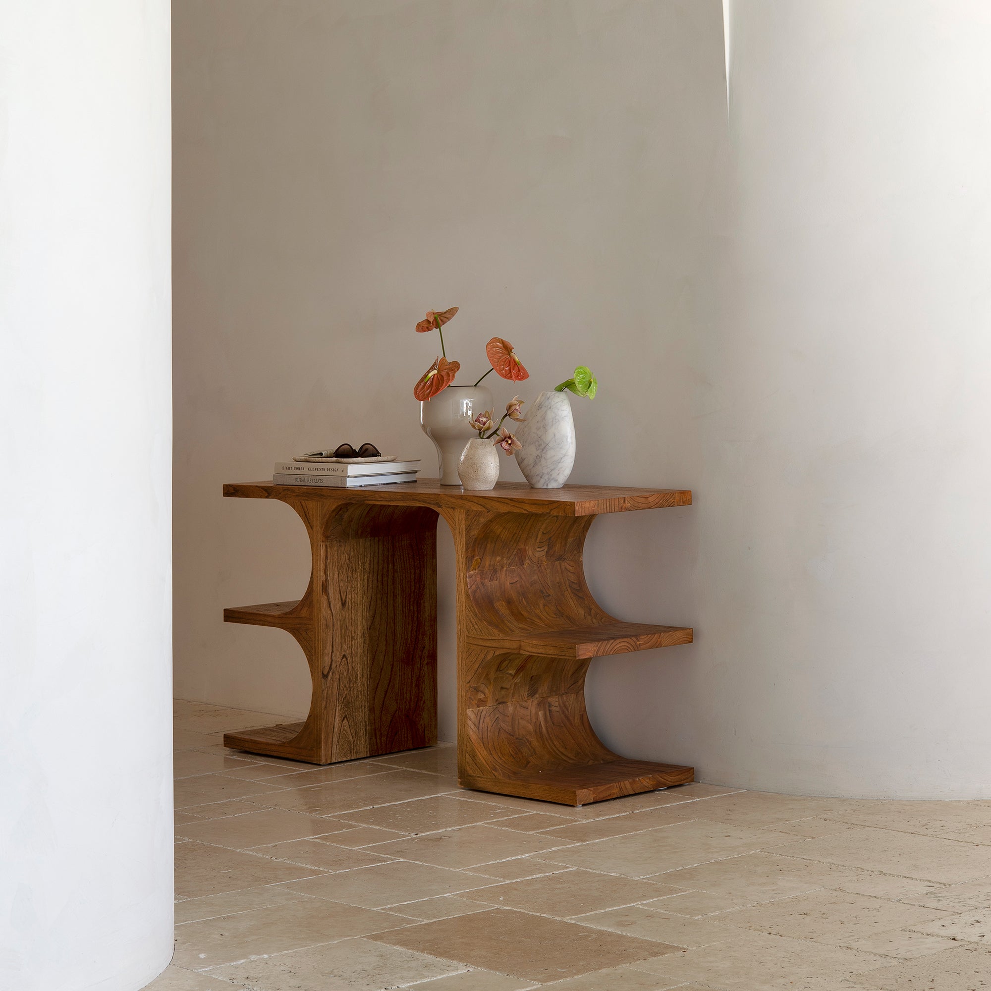 Elissa Shelving Console - Antique Mindi