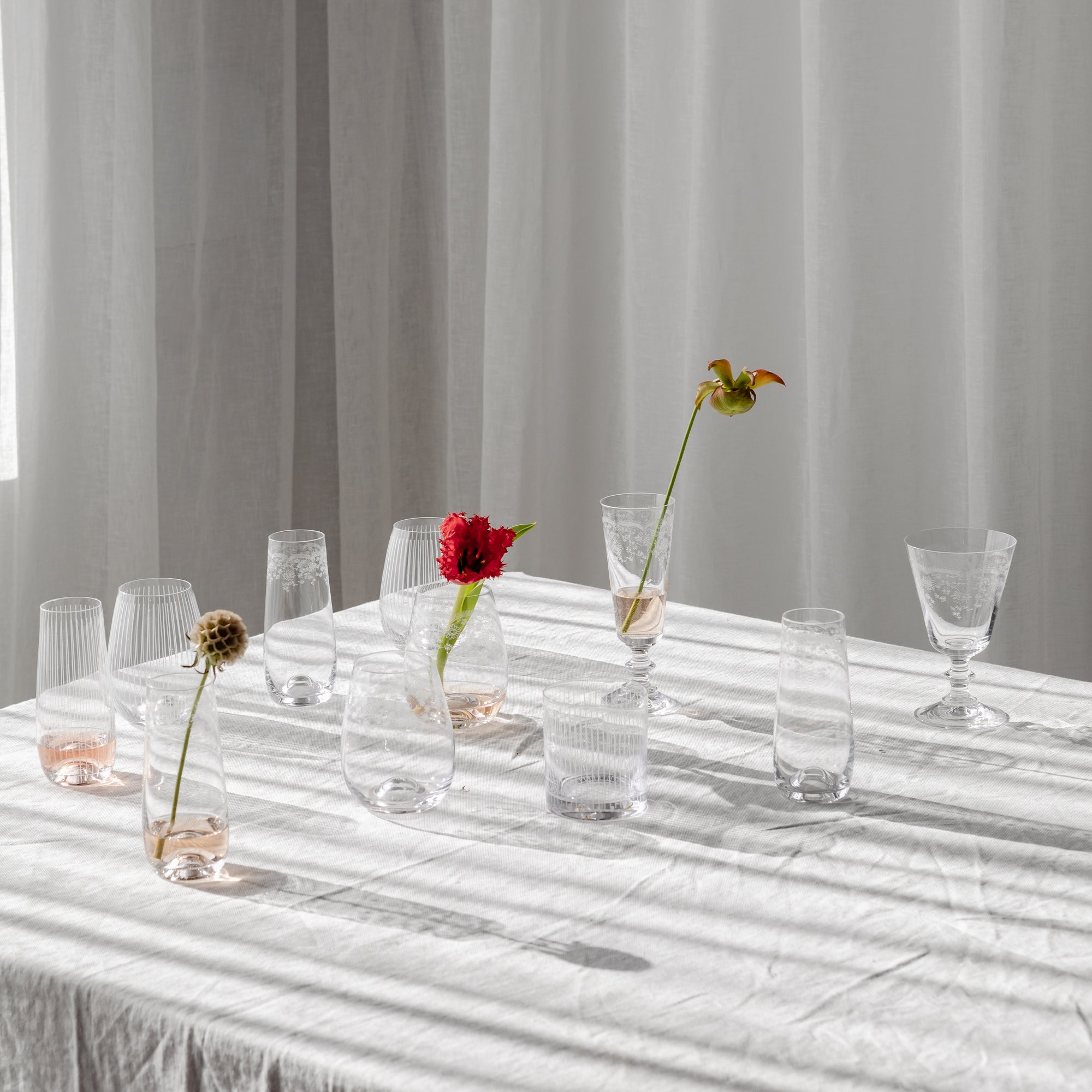 Striped Etched Glassware