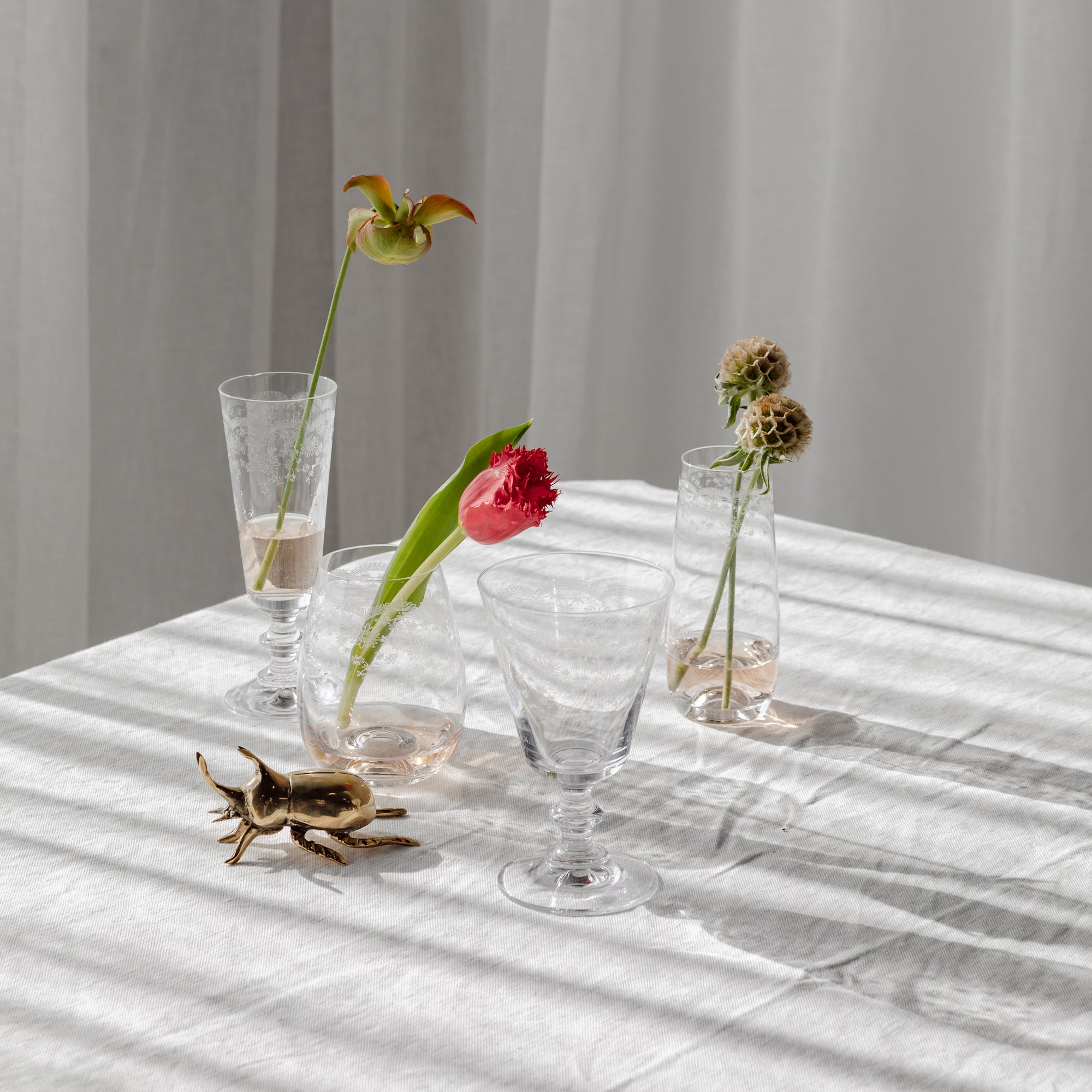 Floral Etched Glassware