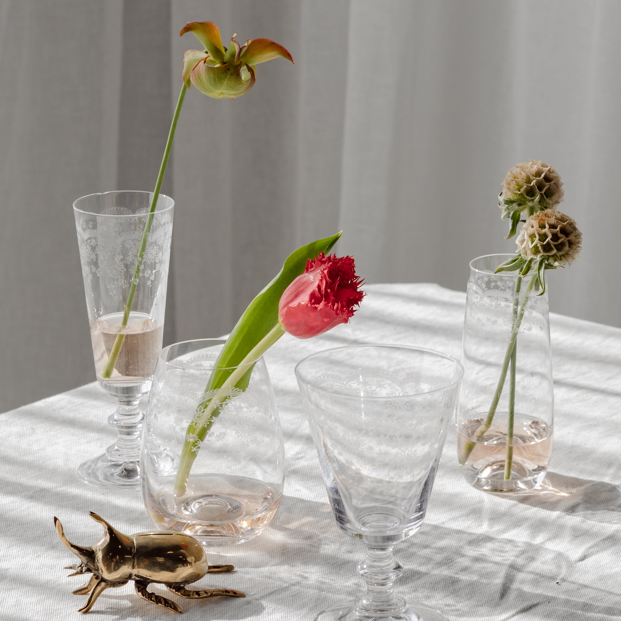 Floral Etched Glassware