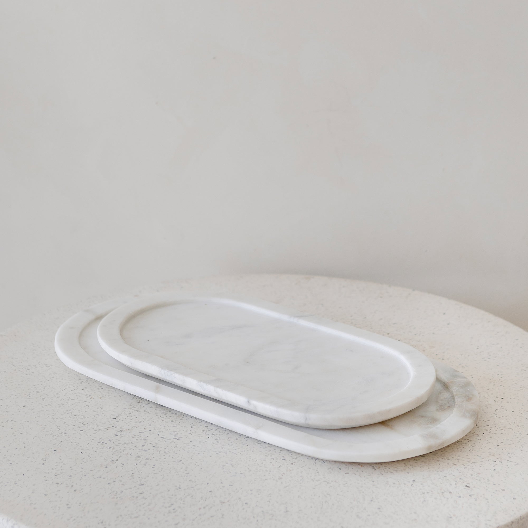 Marble Rounded Tray - White