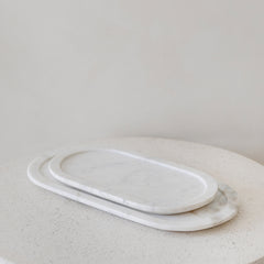 Marble Rounded Tray - White