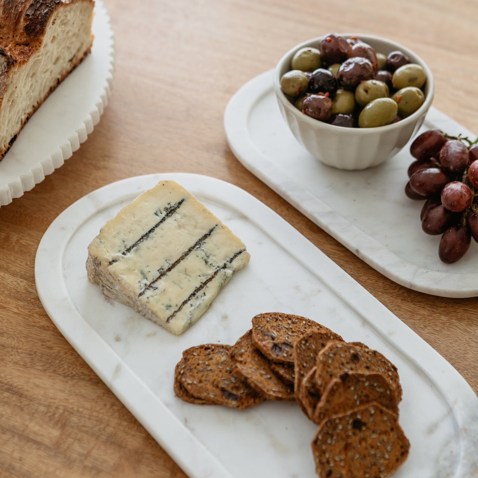 Marble Rounded Tray - White