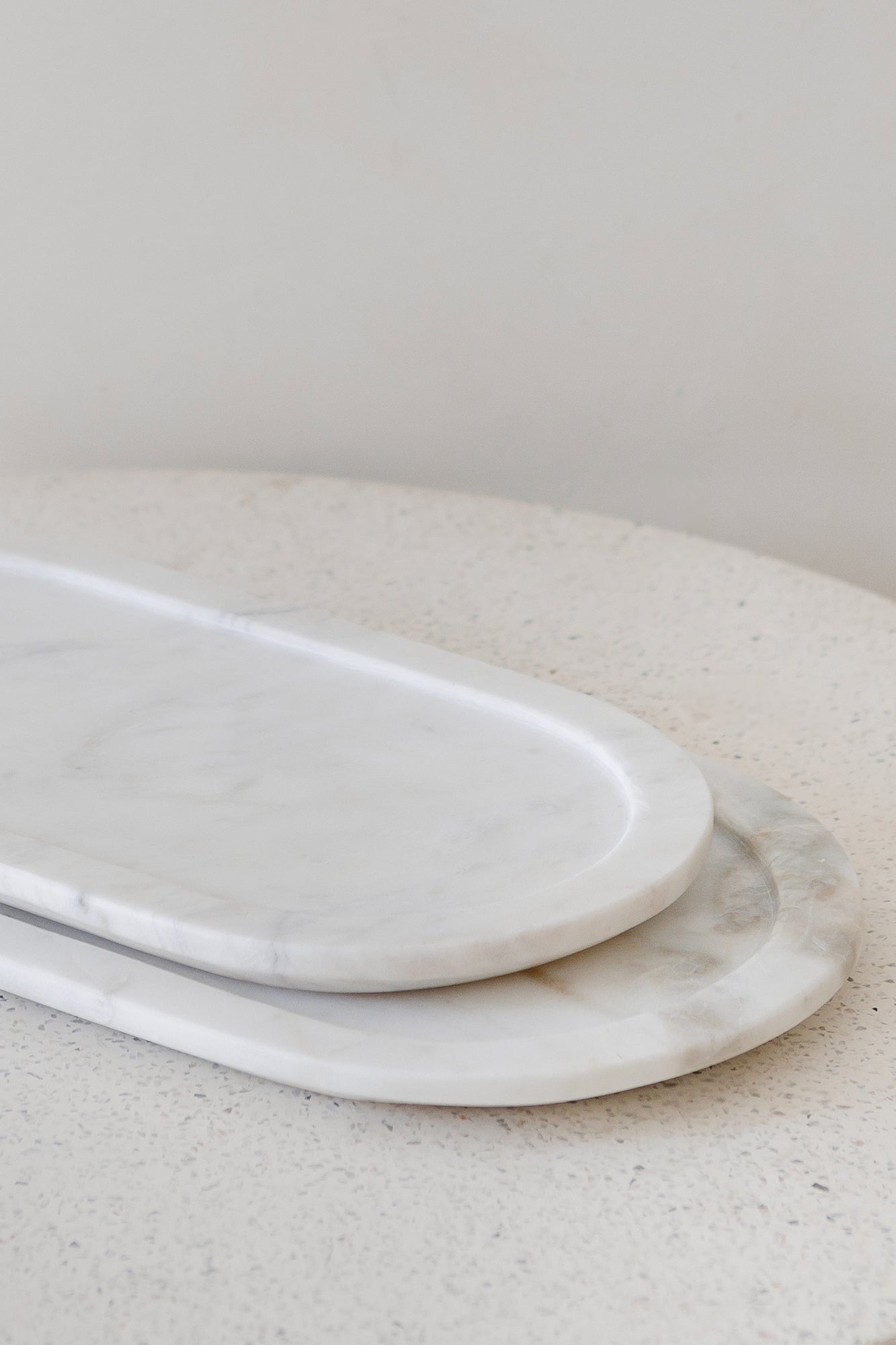 Marble Rounded Tray - White
