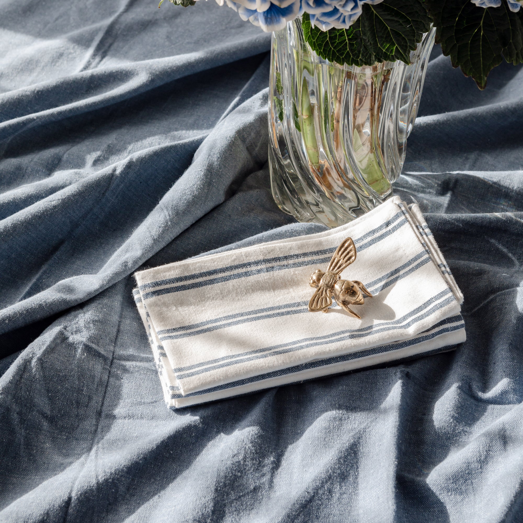 Monaco Serviettes - Blue Stripe
