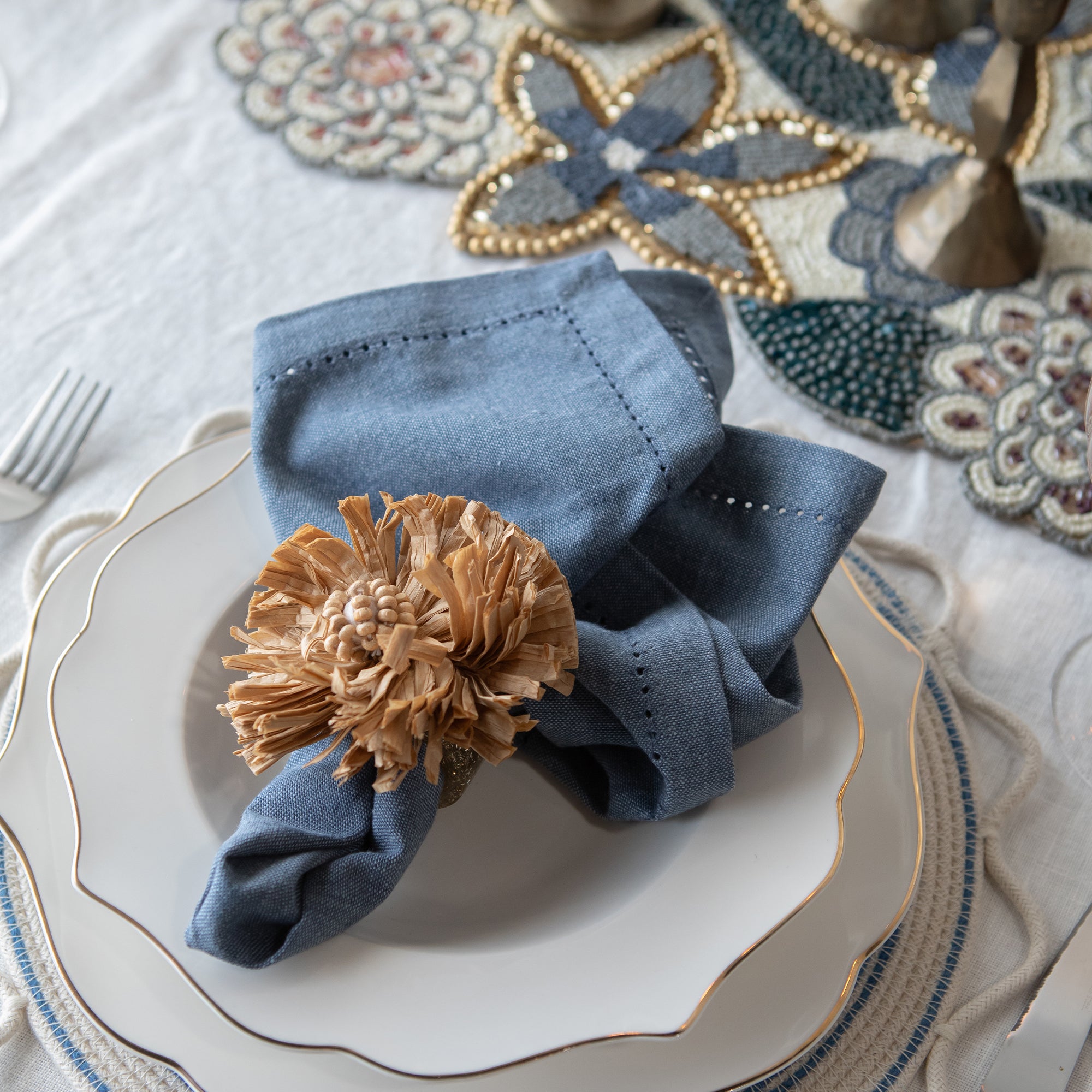 Monaco Tablecloth & Serviettes - Denim