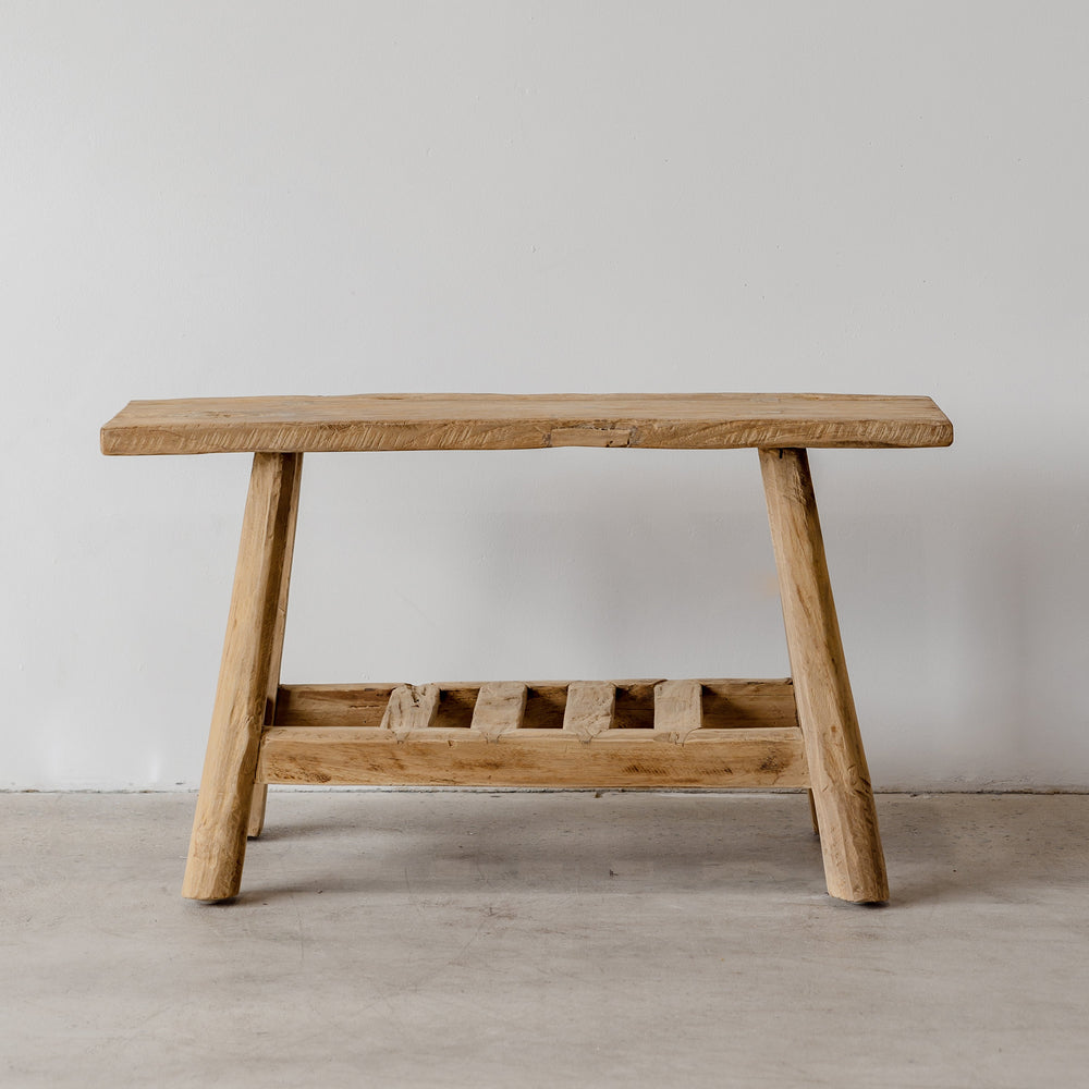 Organic Teak Bench - with Slatted Shelf