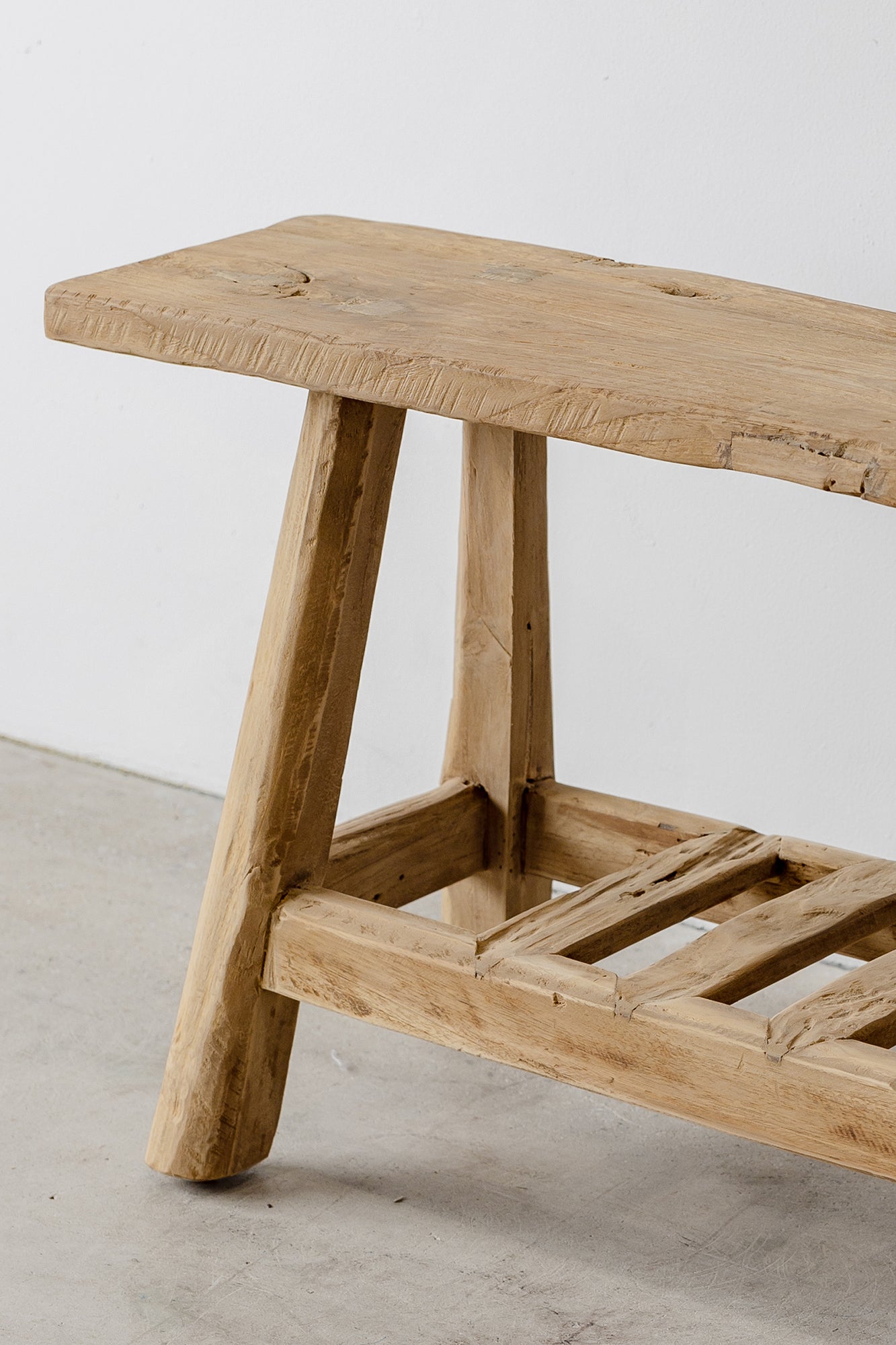 Organic Teak Bench - with Slatted Shelf