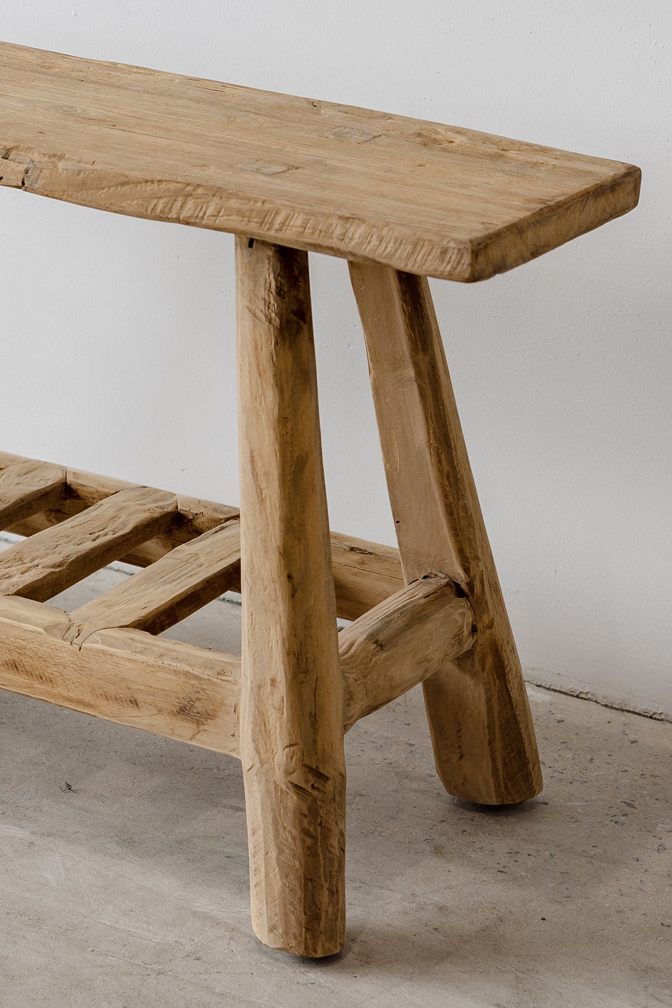 Organic Teak Bench - with Slatted Shelf