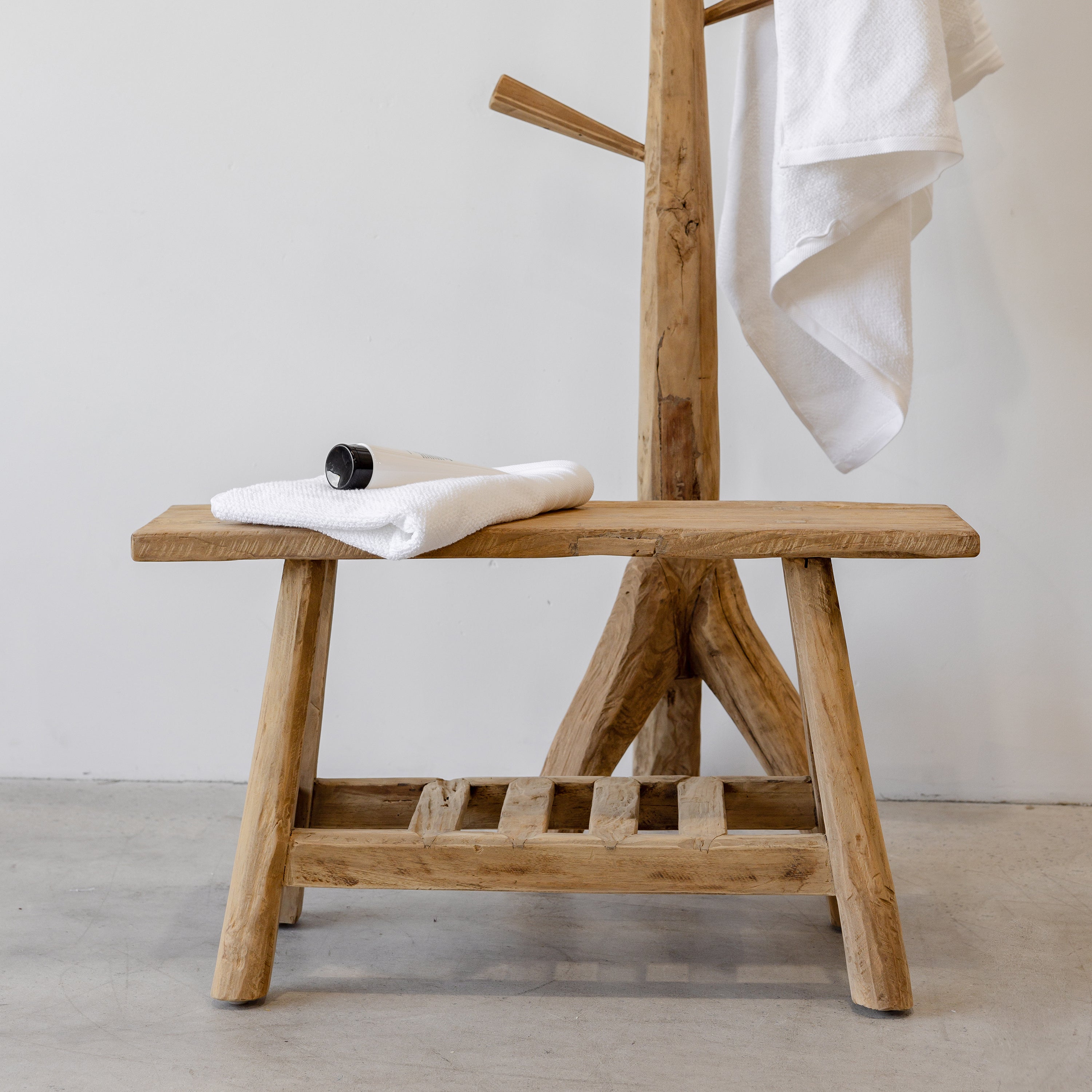 Organic Teak Bench - with Slatted Shelf