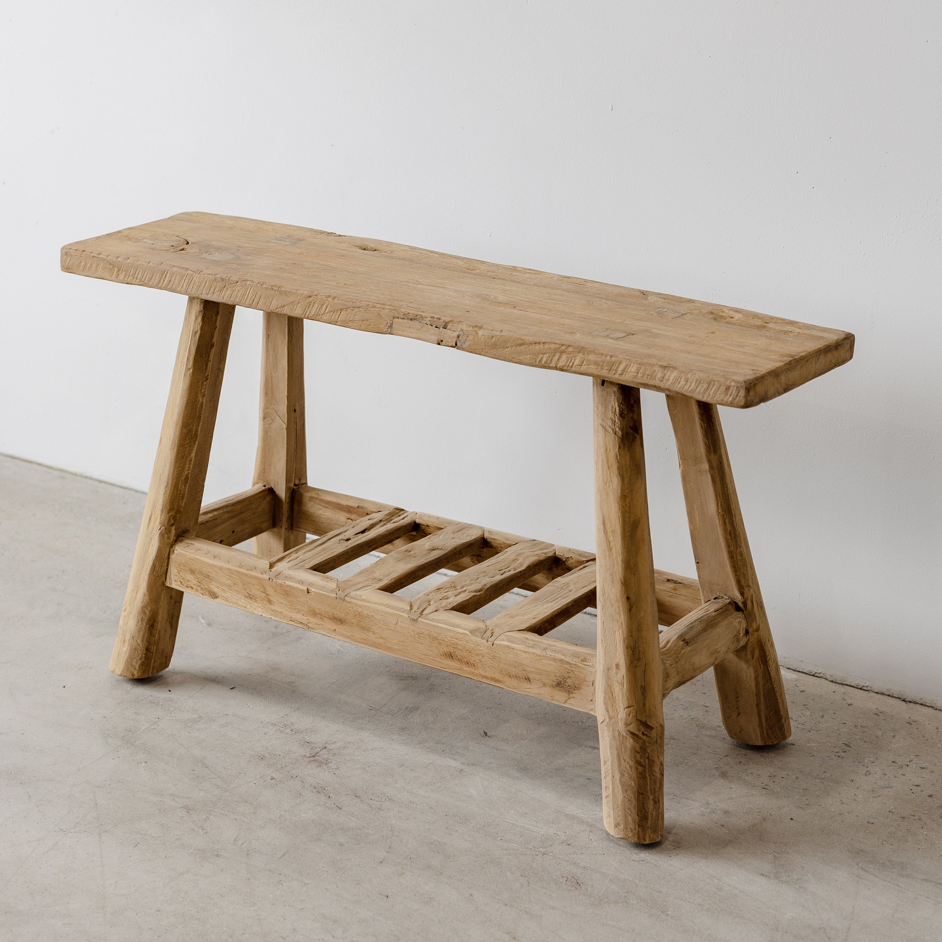 Organic Teak Bench - with Slatted Shelf
